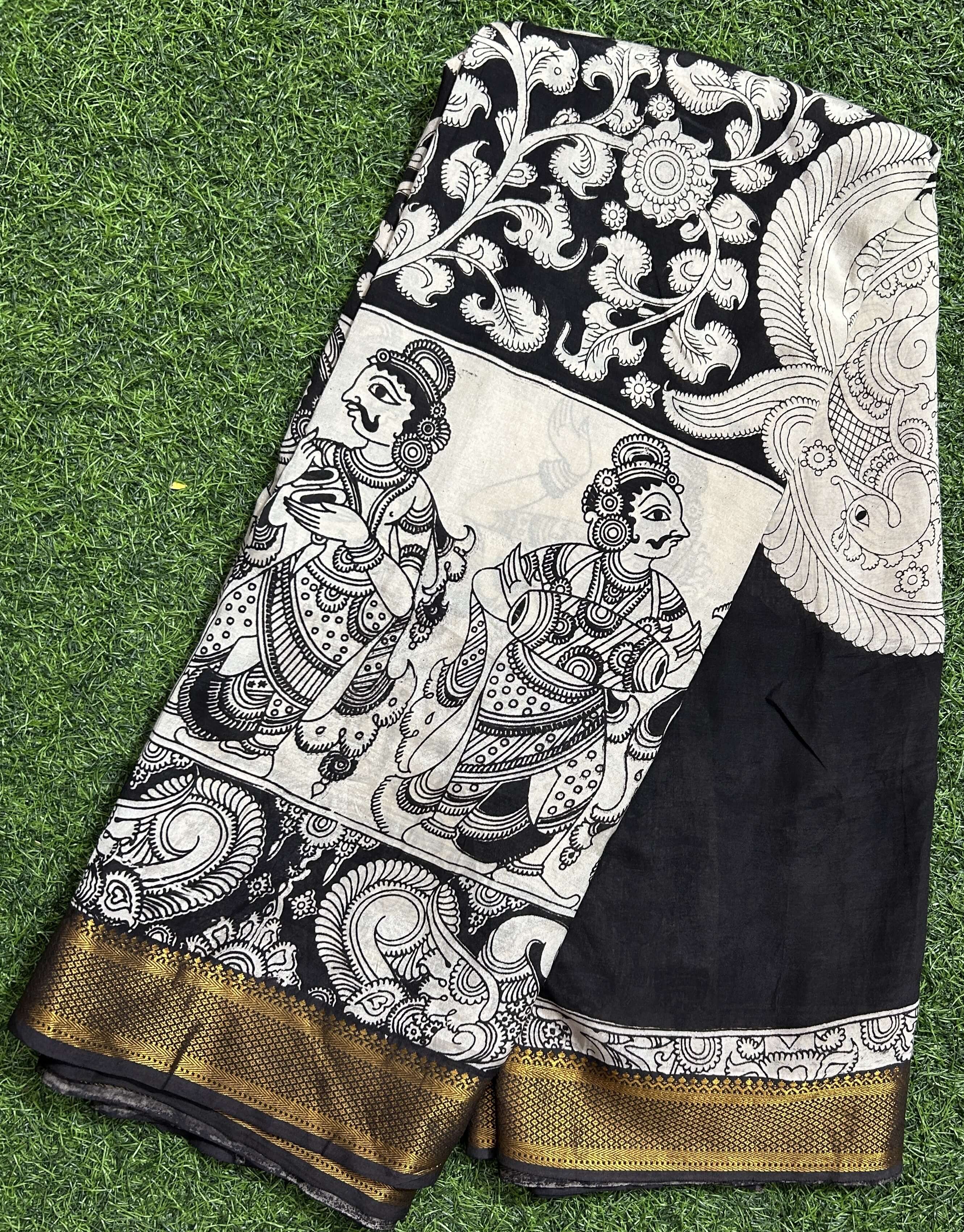 Kalamkari Chennuri Silk Nizam Border Saree-KNB-SP-M309