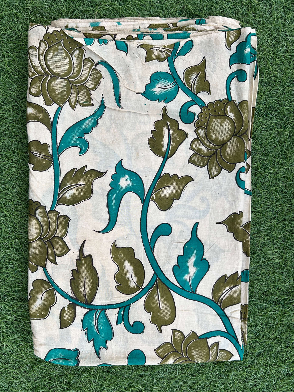 Kalamkari Screen Printed Silk Fabric - M005