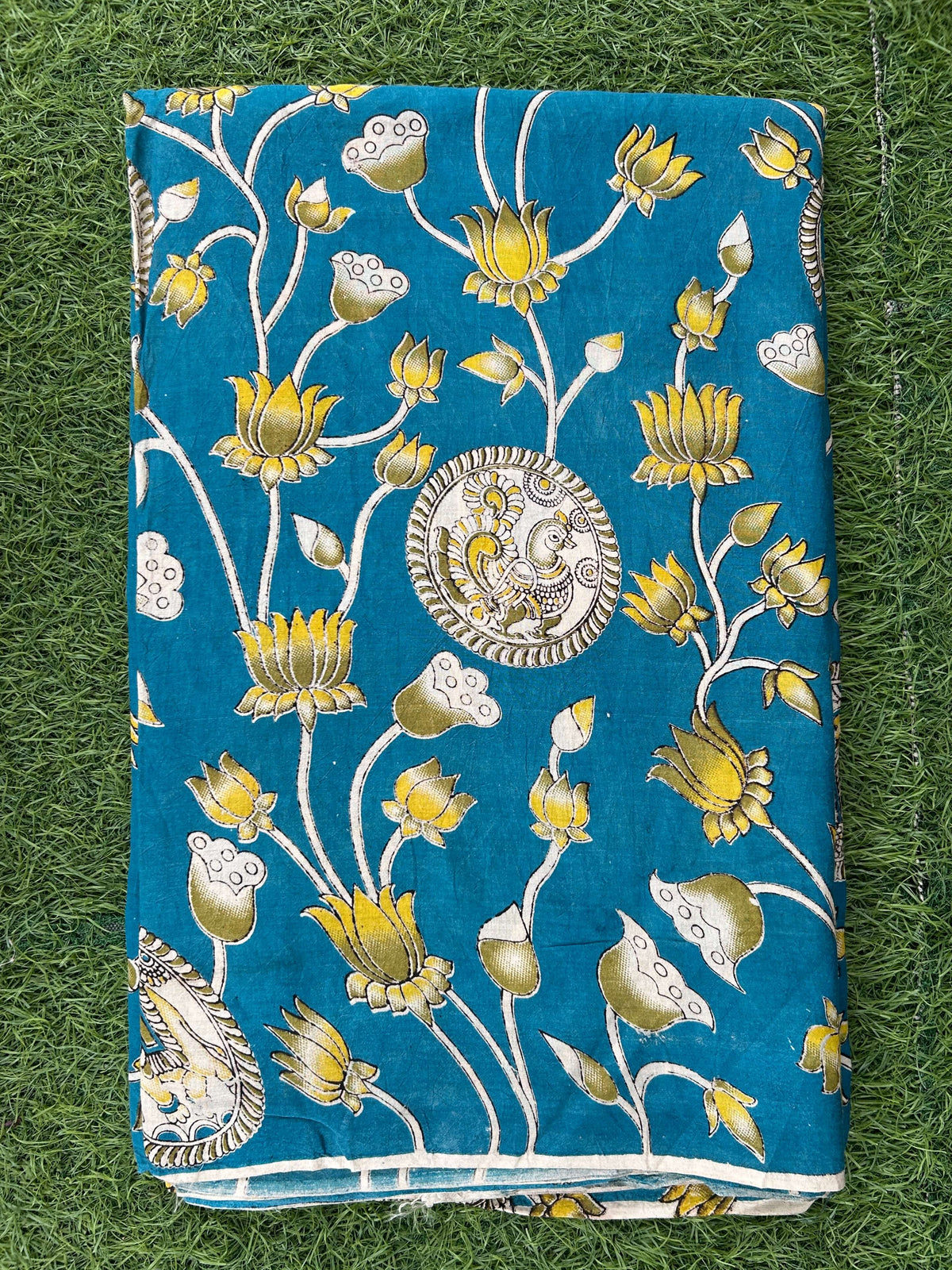 Kalamkari Screen Printed Silk Fabric - M014
