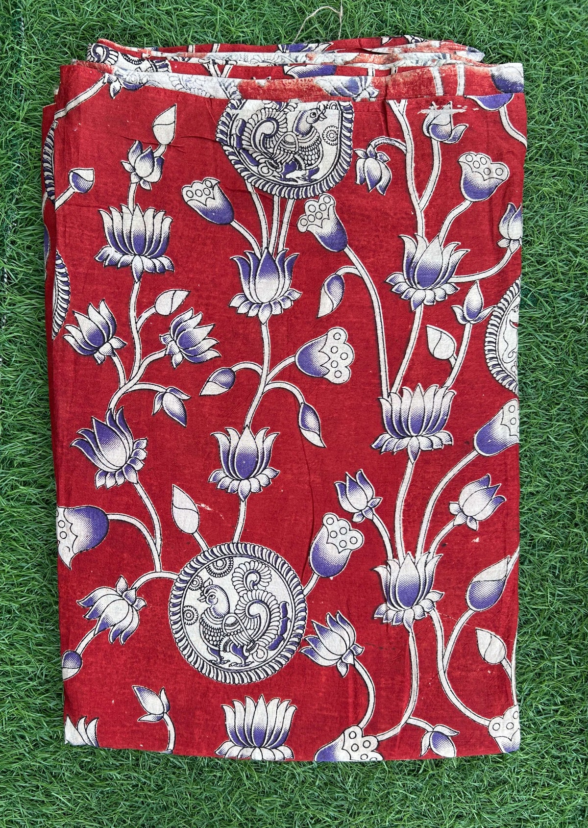 Kalamkari Screen Printed Silk Fabric - M017