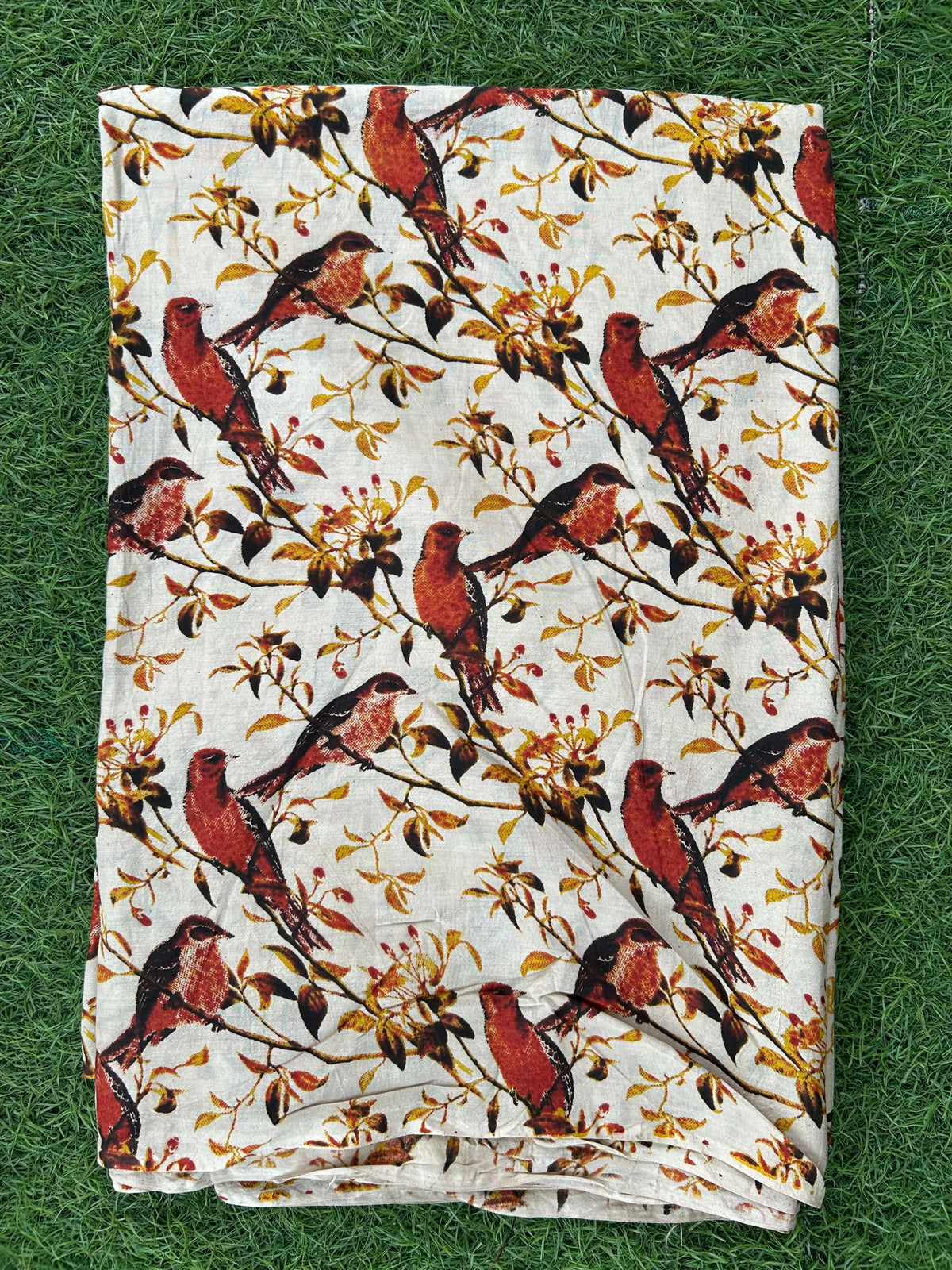 Kalamkari Screen Printed Silk Fabric - M018