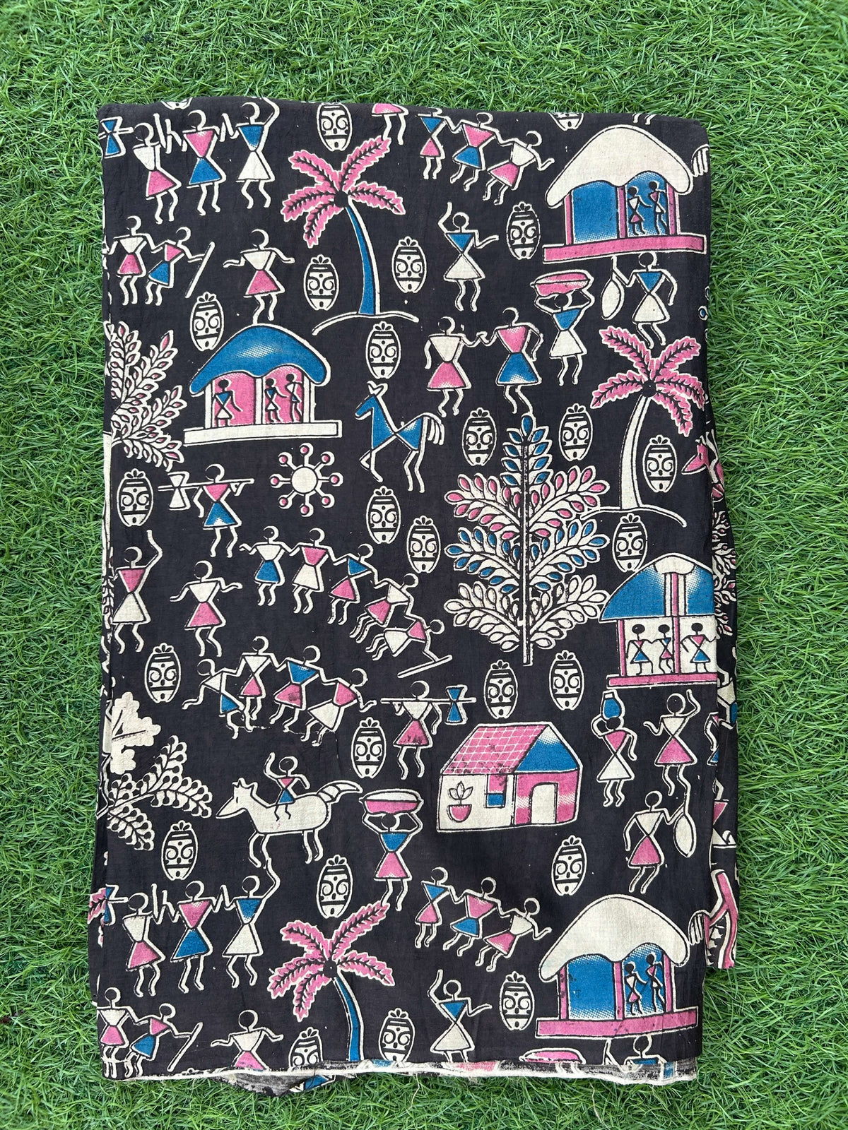 Kalamkari Screen Printed Silk Fabric - M023