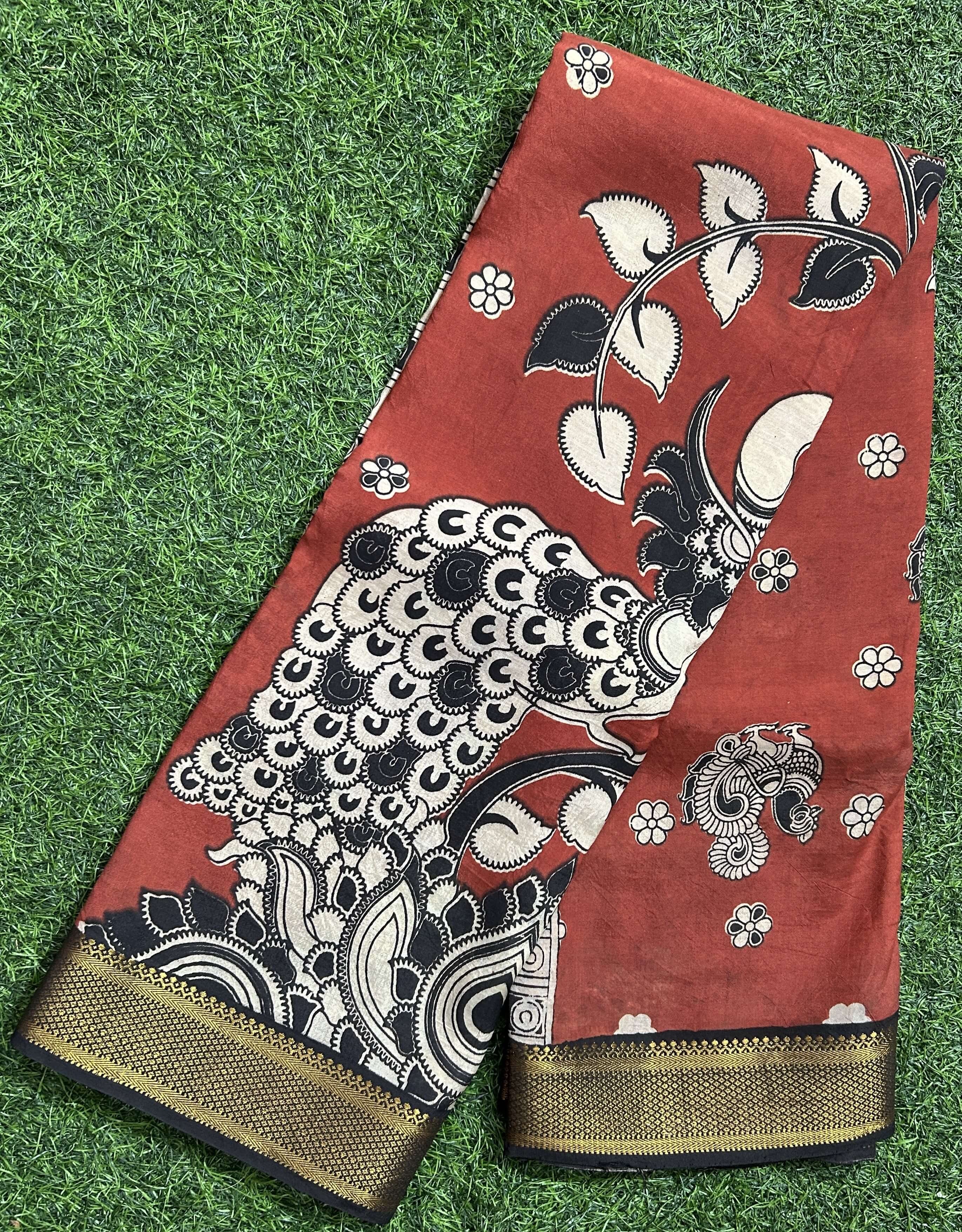 Kalamkari Chennuri Silk Nizam Border Saree-KNB-SP-M314