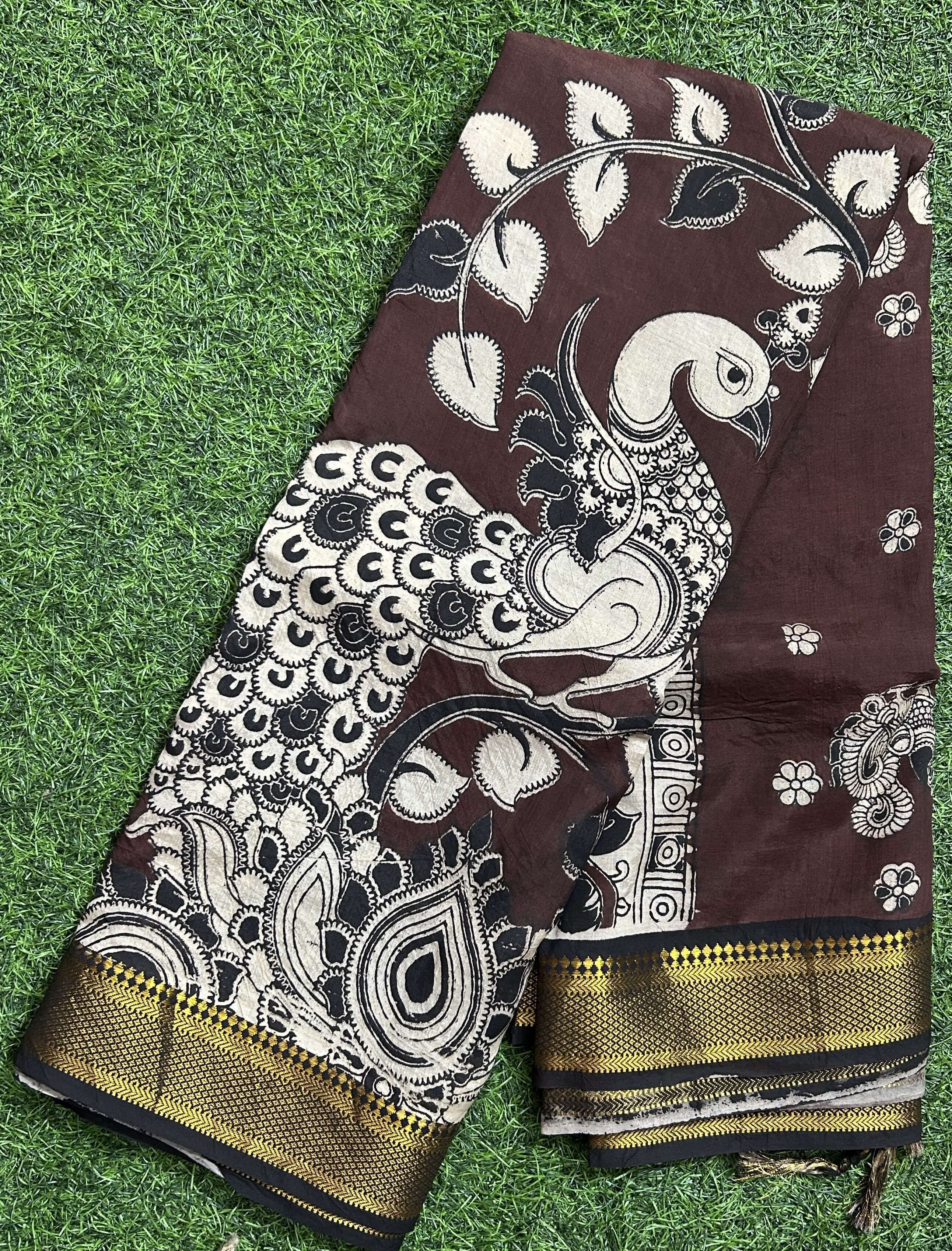 Kalamkari Chennuri Silk Nizam Border Saree-KNB-SP-M316