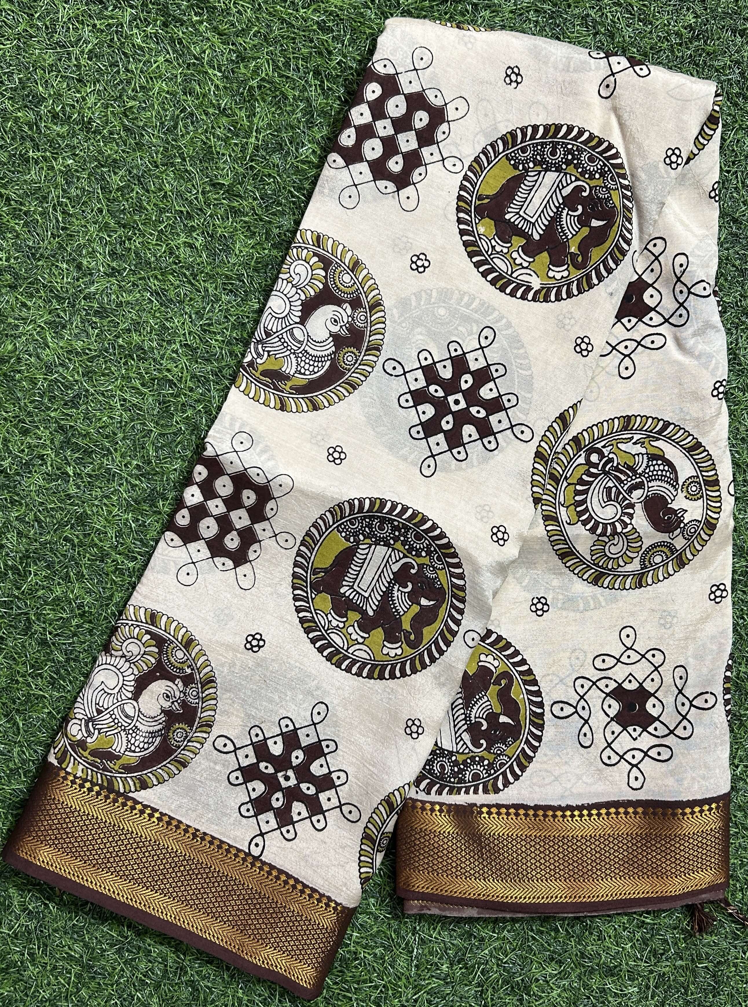 Kalamkari Chennuri Silk Nizam Border Saree-KNB-SP-M317
