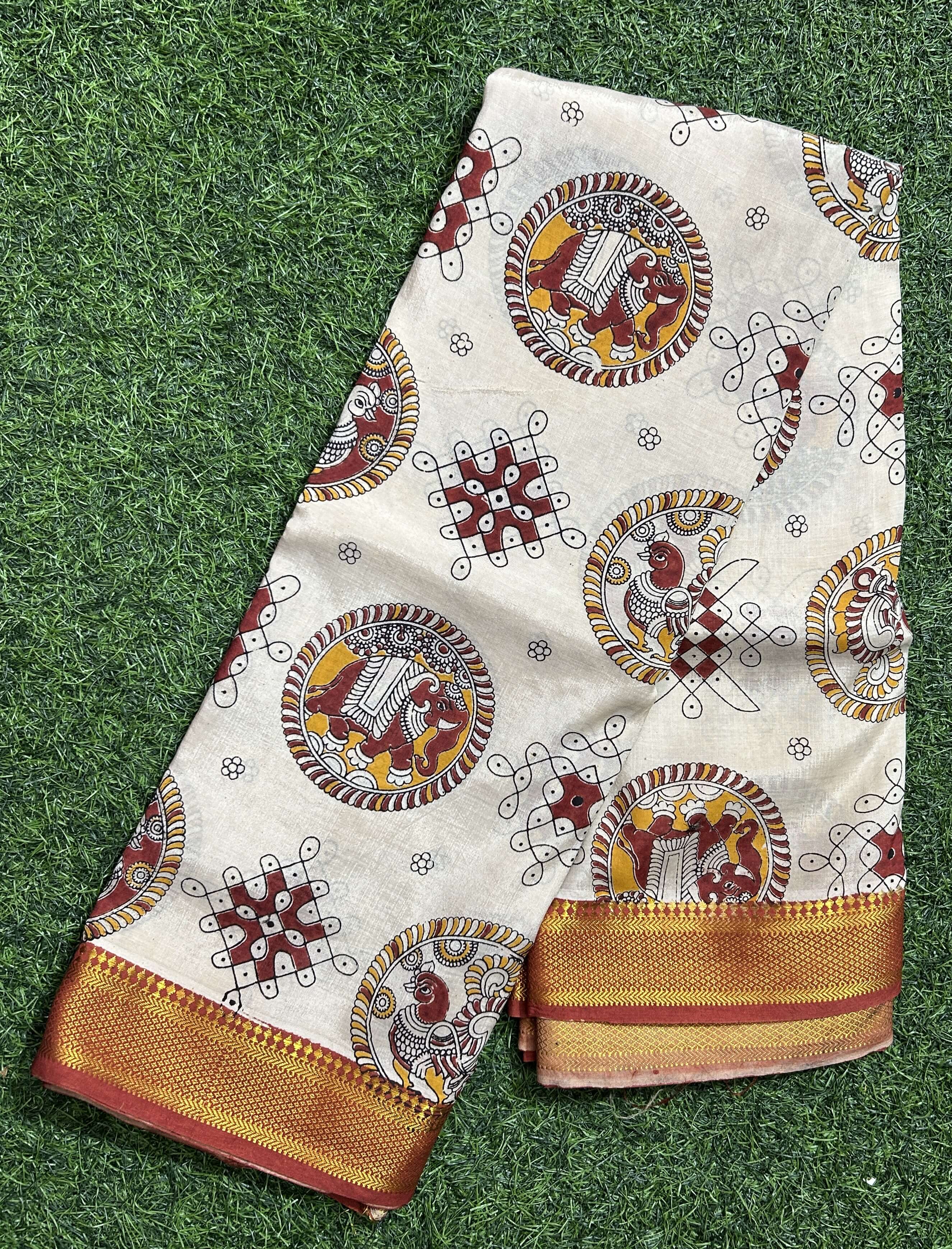 Kalamkari Chennuri Silk Nizam Border Saree-KNB-SP-M319