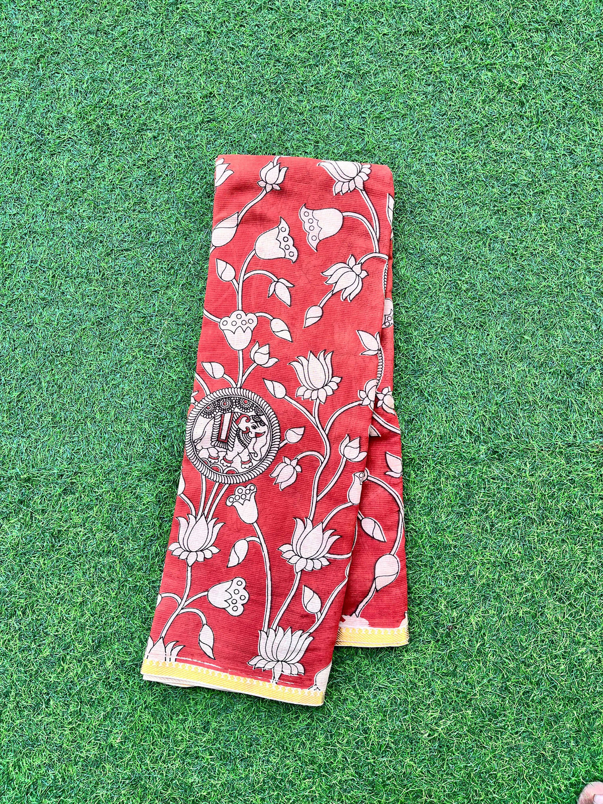 Kalamkari Cotton Small Zari Border Saree-KZB-SP-M039