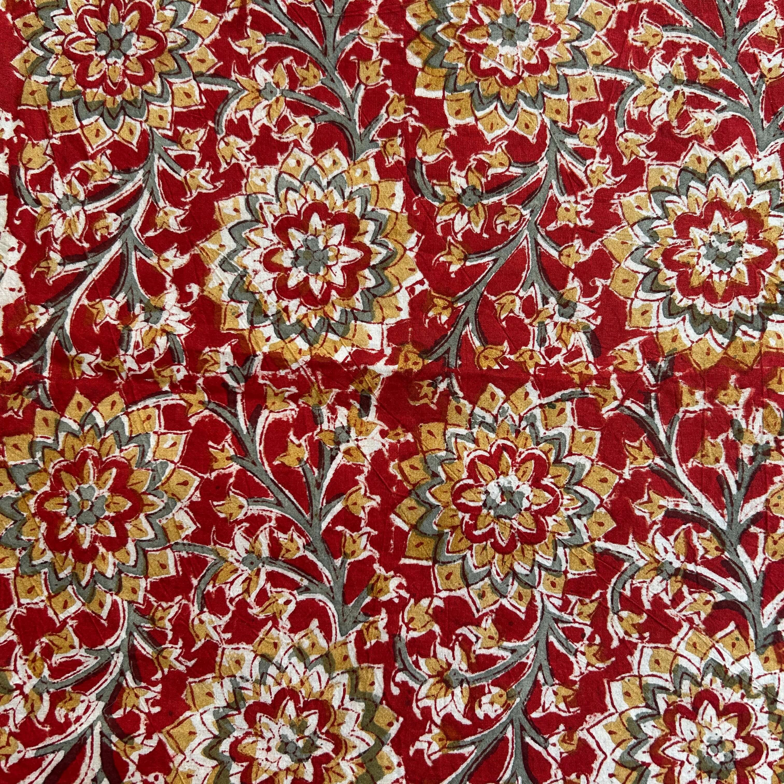 Kalamkari Block Printed Cotton Fabric - HBP-B073