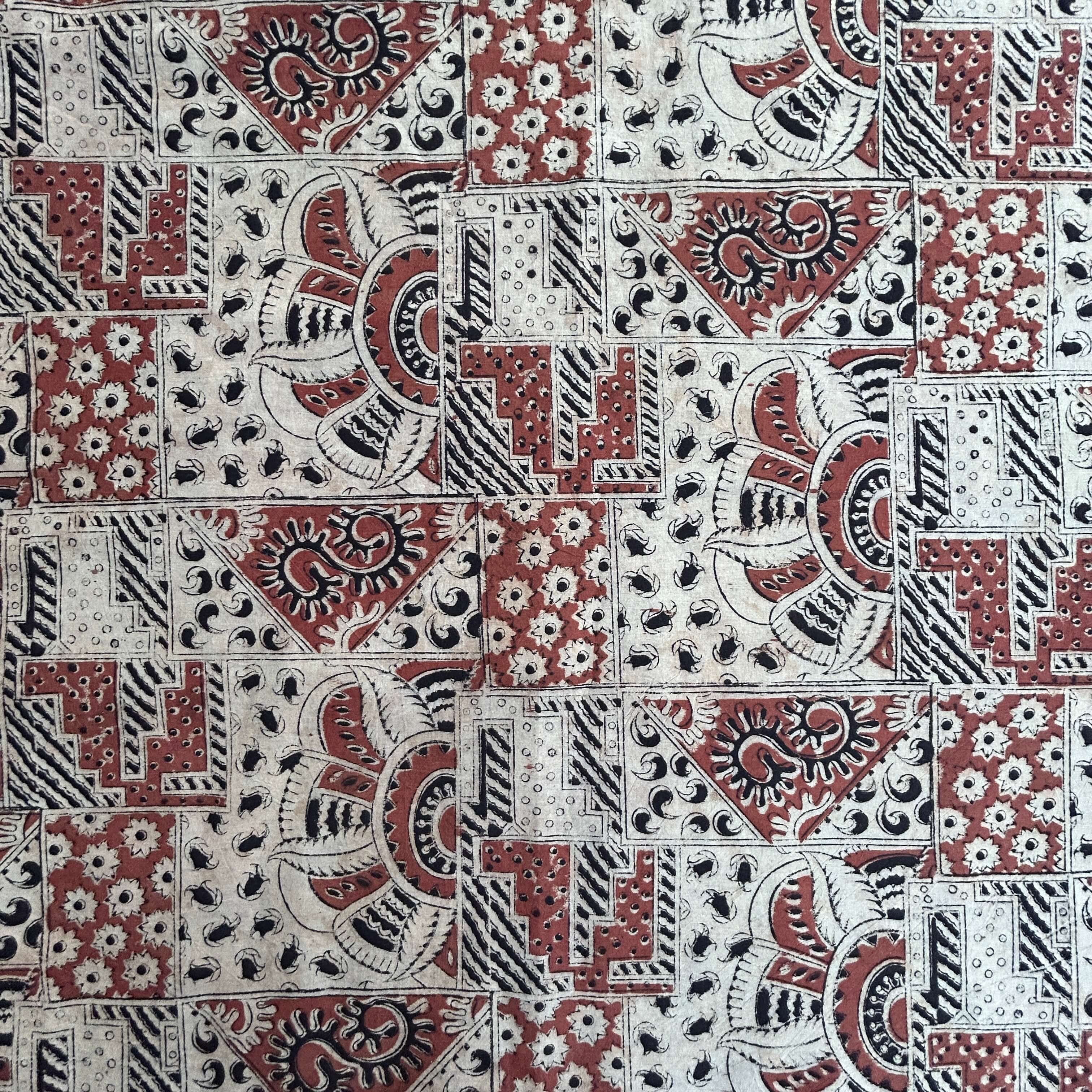 Kalamkari Block Printed Cotton Fabric - HBP-B076