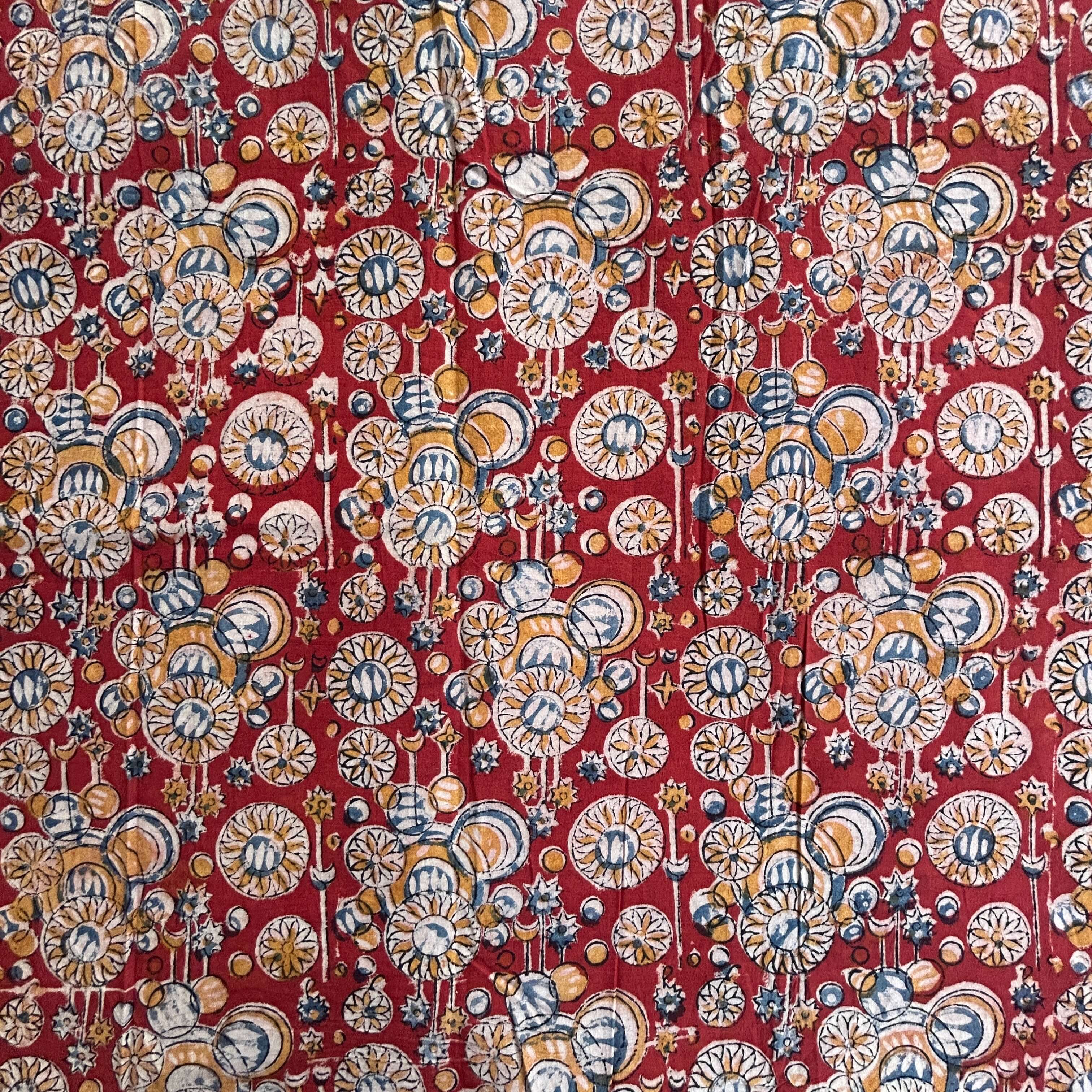 Kalamkari Block Printed Cotton Fabric - HBP-B077