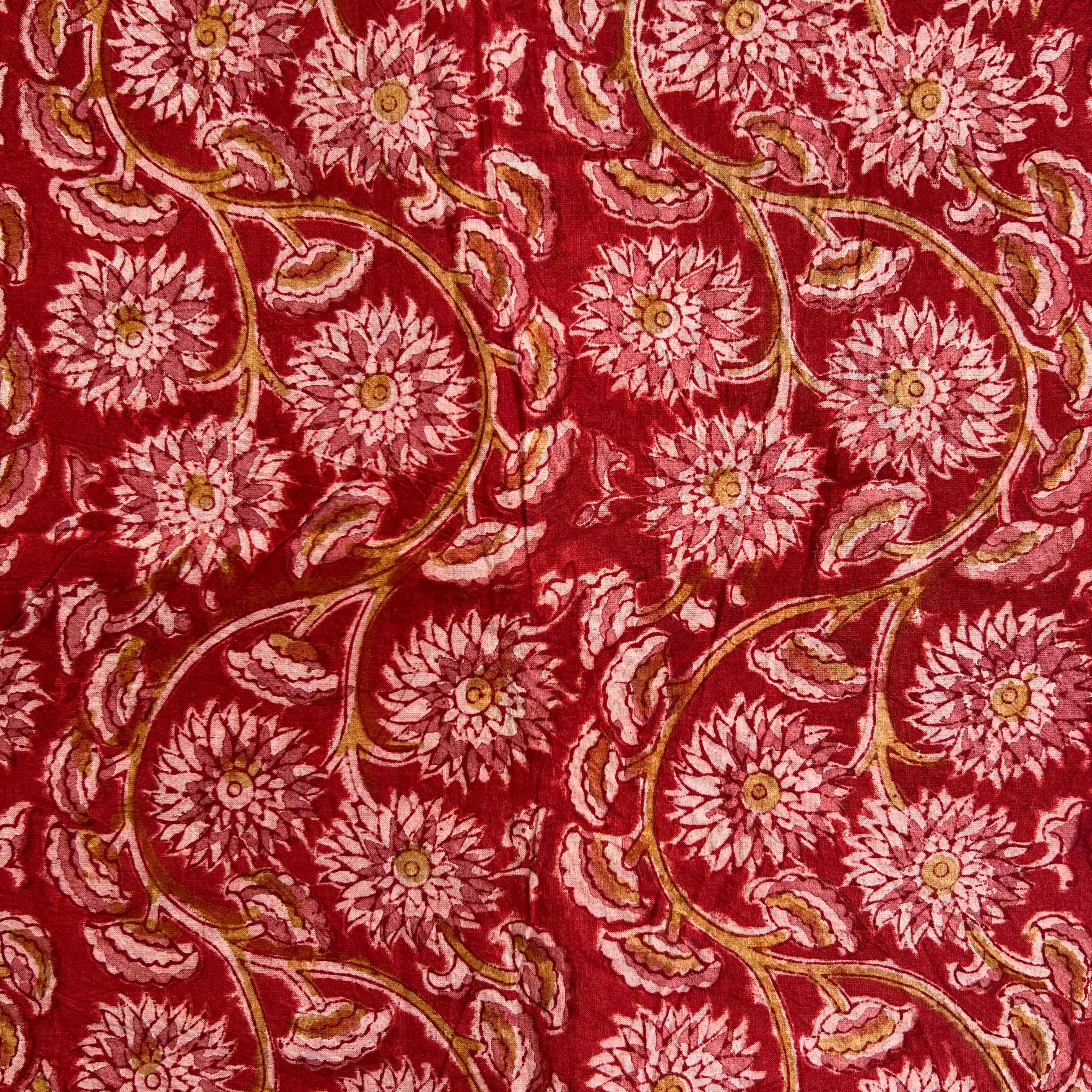 Kalamkari Block Printed Cotton Fabric - HBP-B079