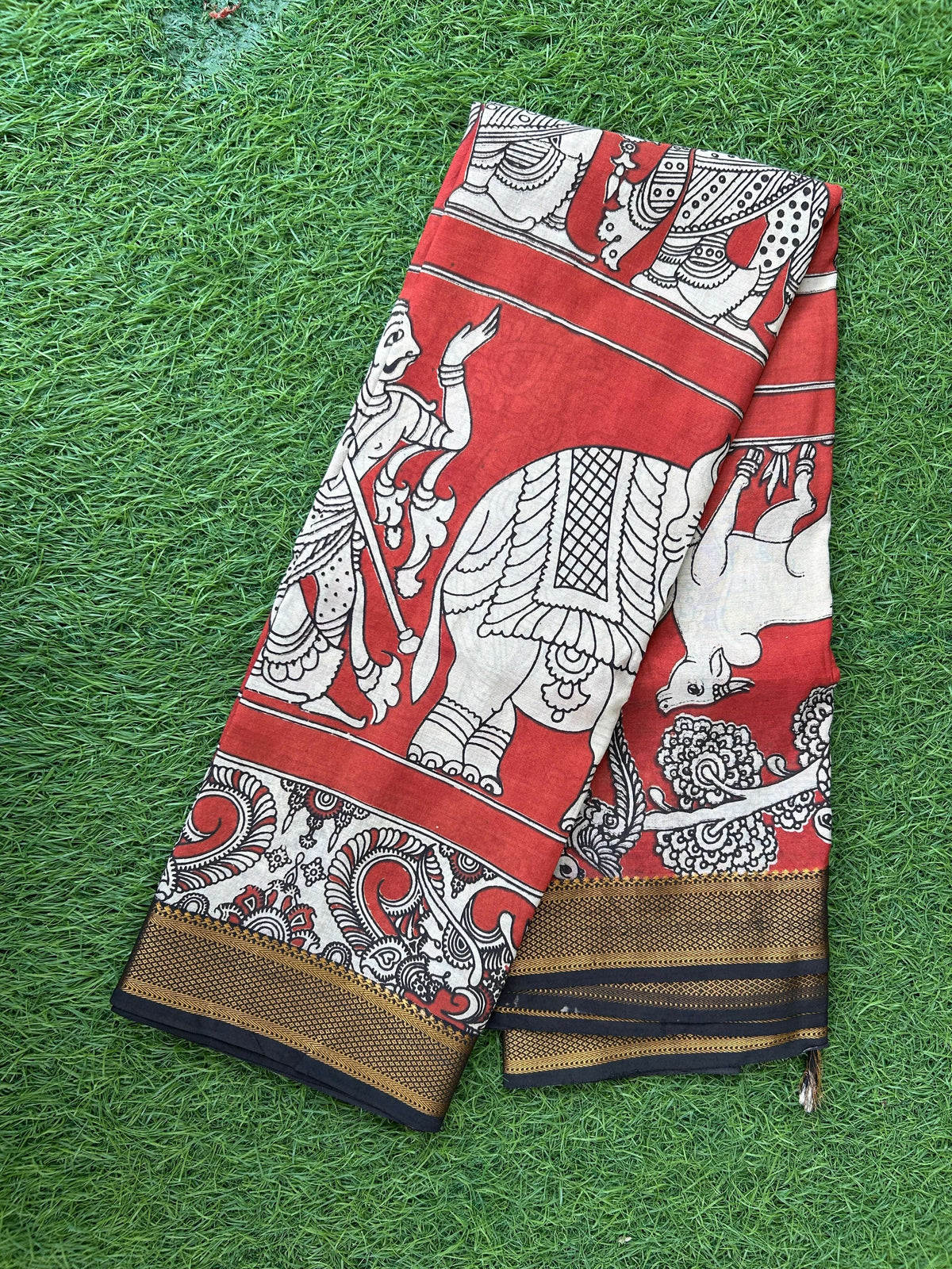 Kalamkari Chennuri Silk Nizam Border Saree-KNB-SP-M347