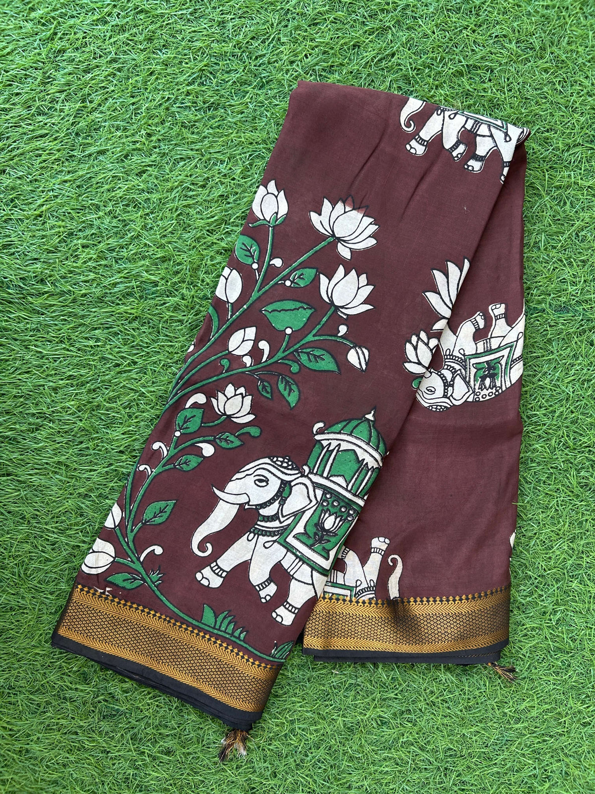 Kalamkari Chennuri Silk Nizam Border Saree-KNB-SP-M352