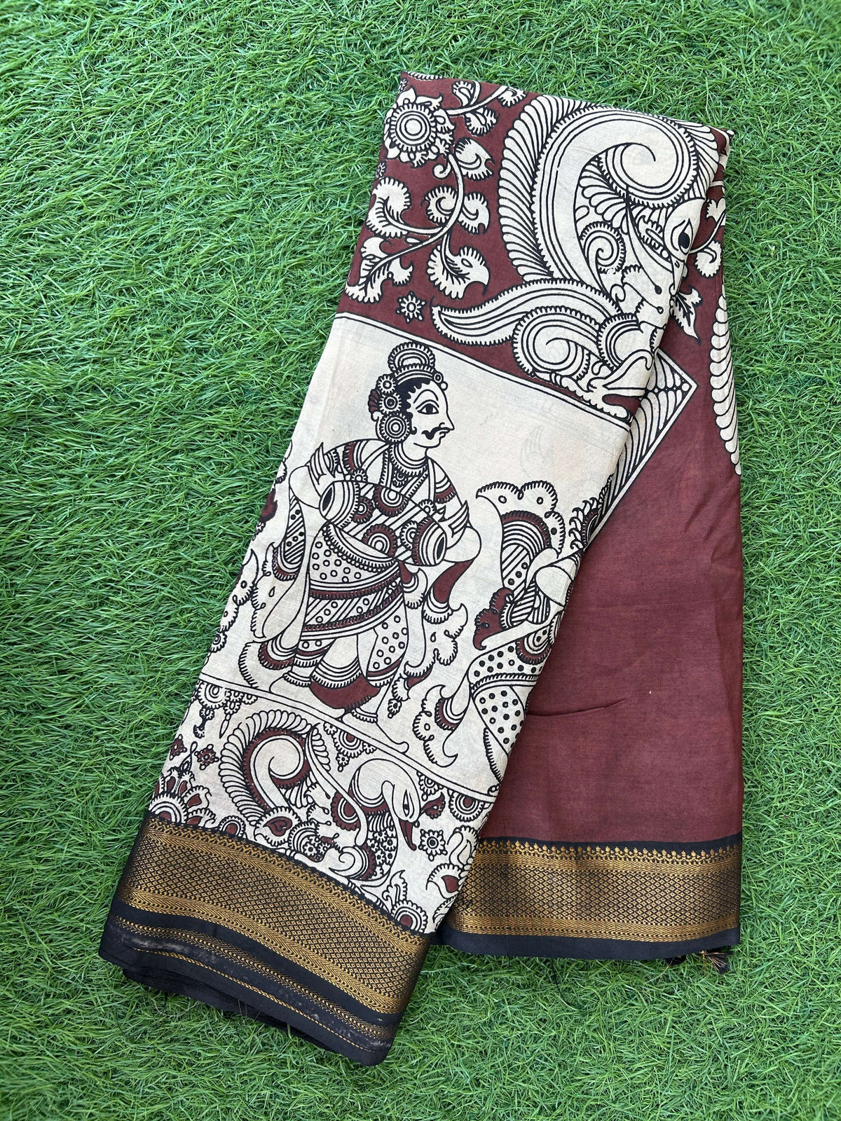 Kalamkari Chennuri Silk Nizam Border Saree-KNB-SP-M348