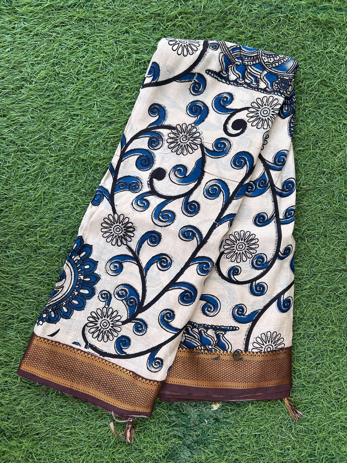 Kalamkari Chennuri Silk Nizam Border Saree-KNB-SP-M351