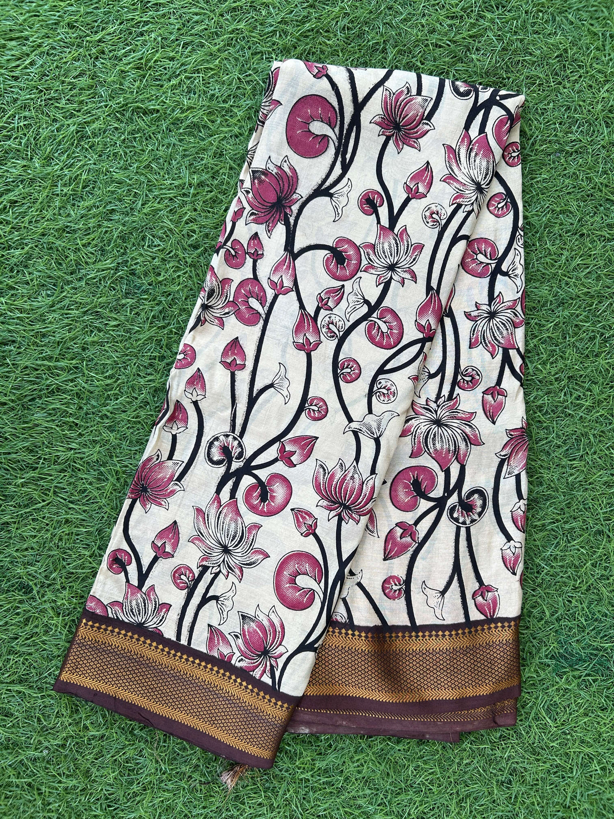 Kalamkari Chennuri Silk Nizam Border Saree-KNB-SP-M356