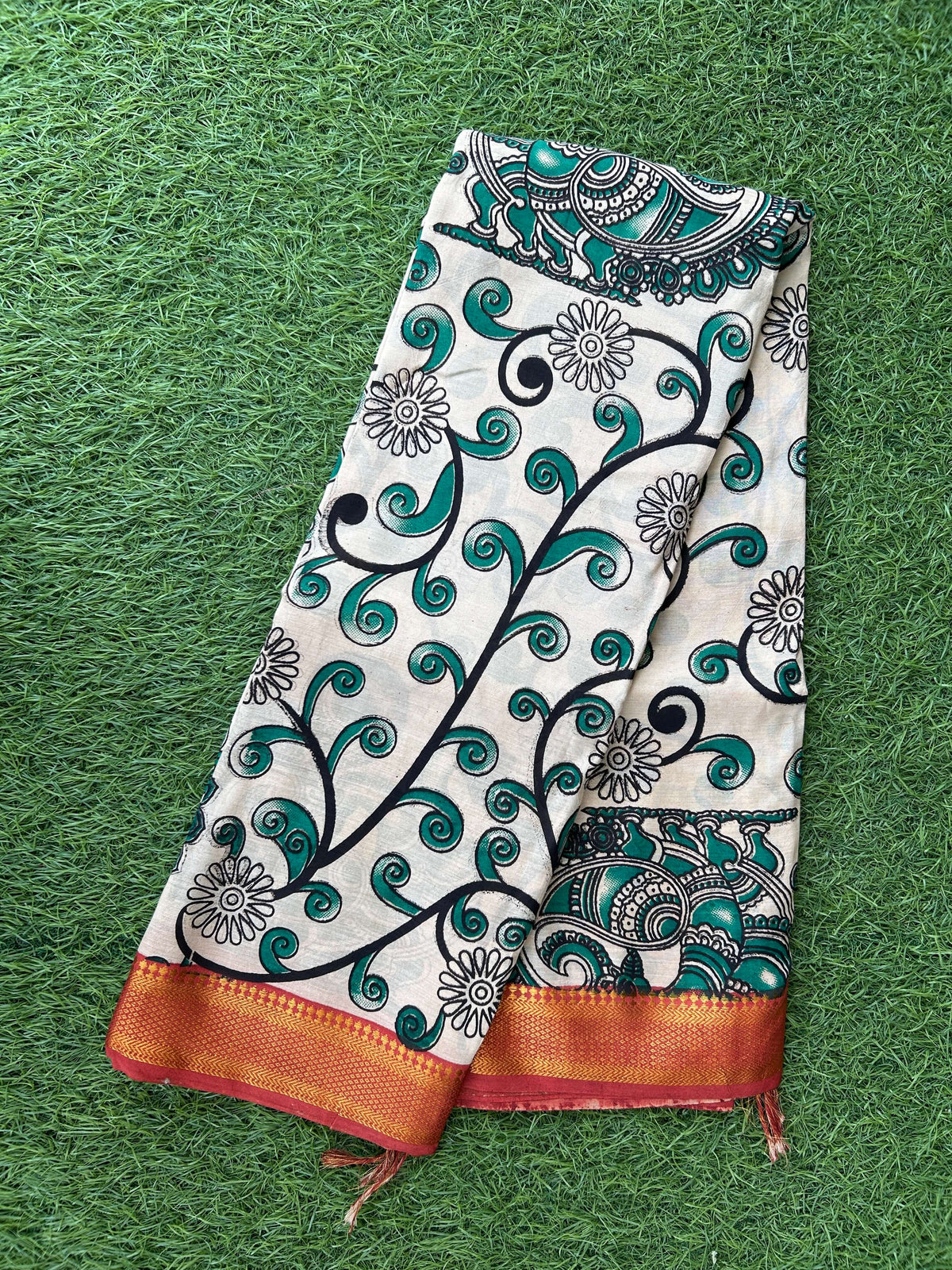 Kalamkari Chennuri Silk Nizam Border Saree-KNB-SP-M357
