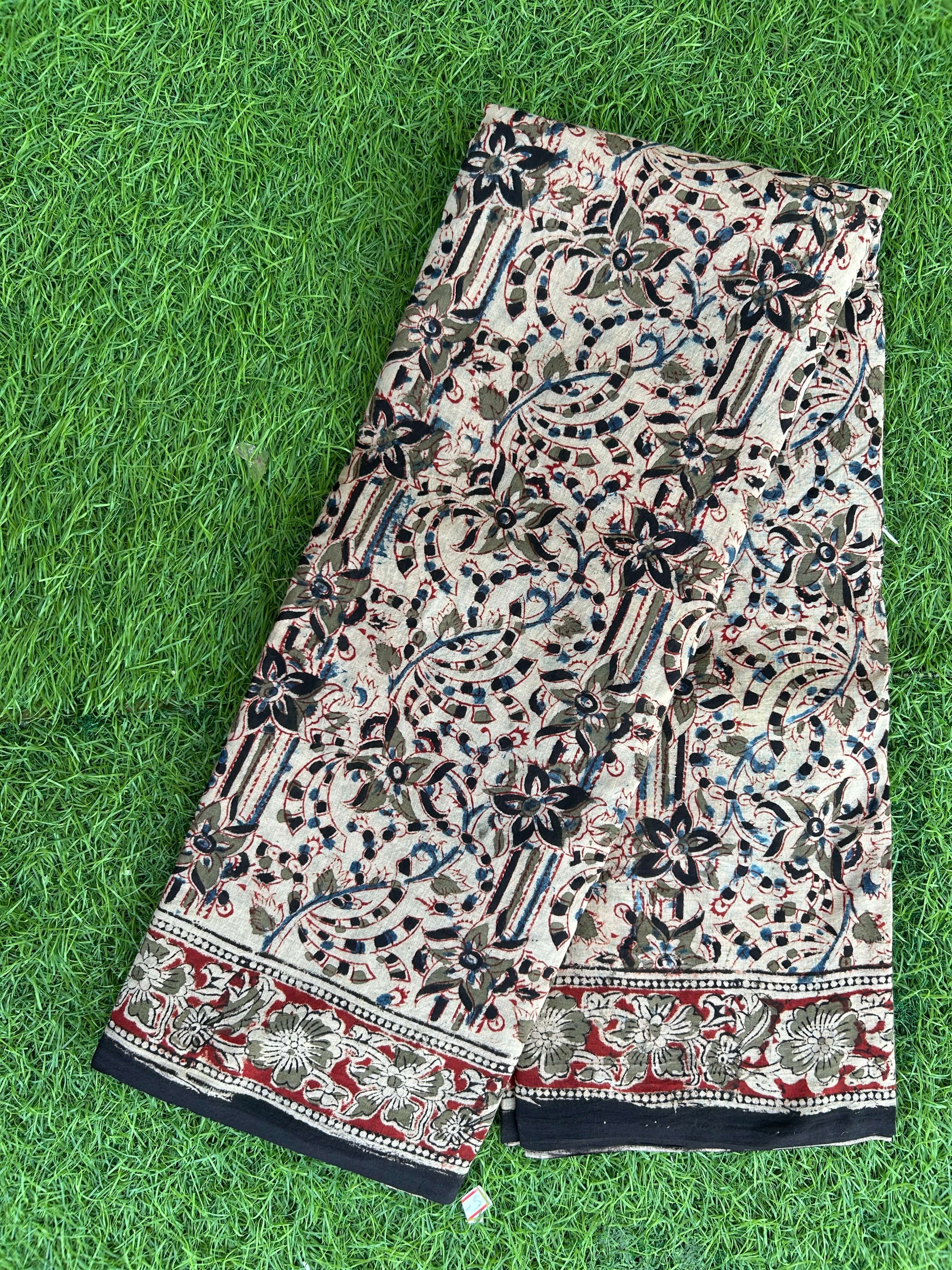 Hand Block Printed Kalamkari Saree KCH-M105