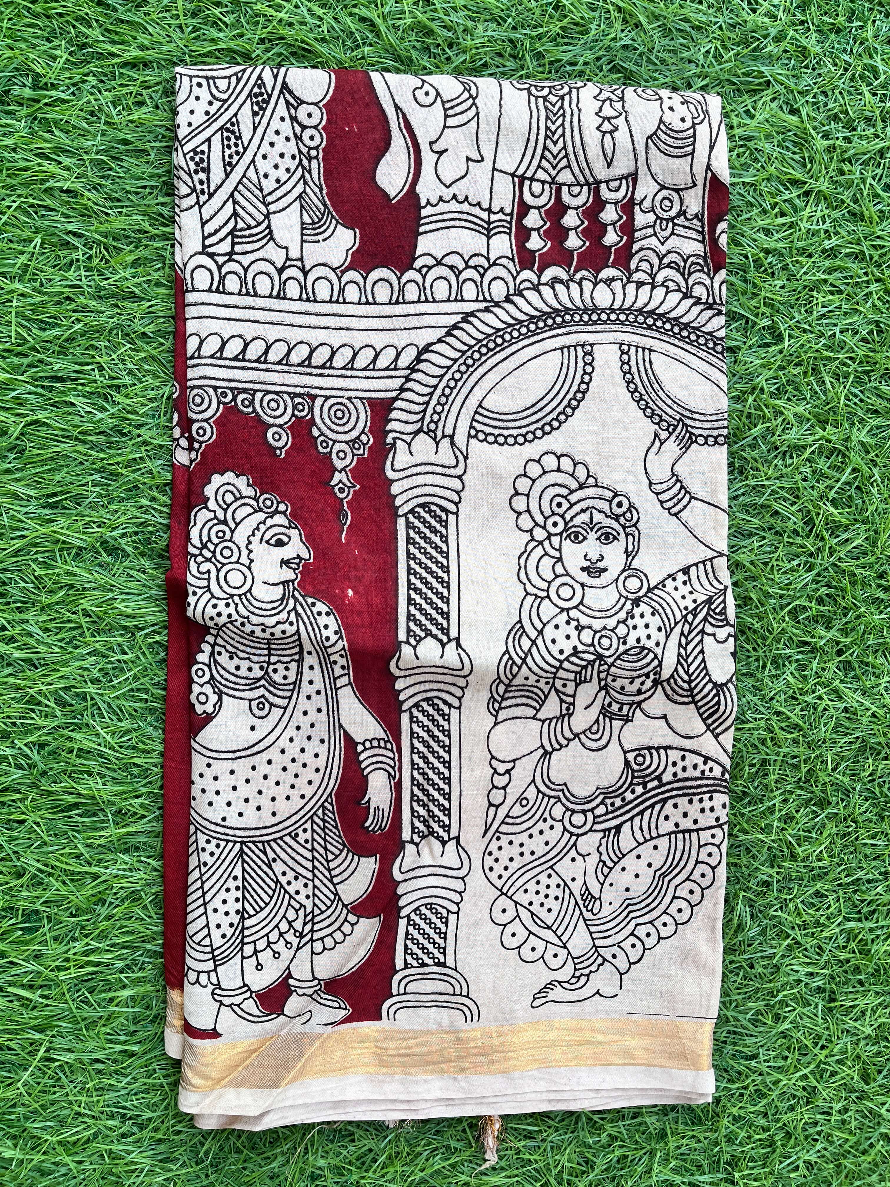 Kaddi Border Kalamkari Dupatta- KBKHBD-N-M168