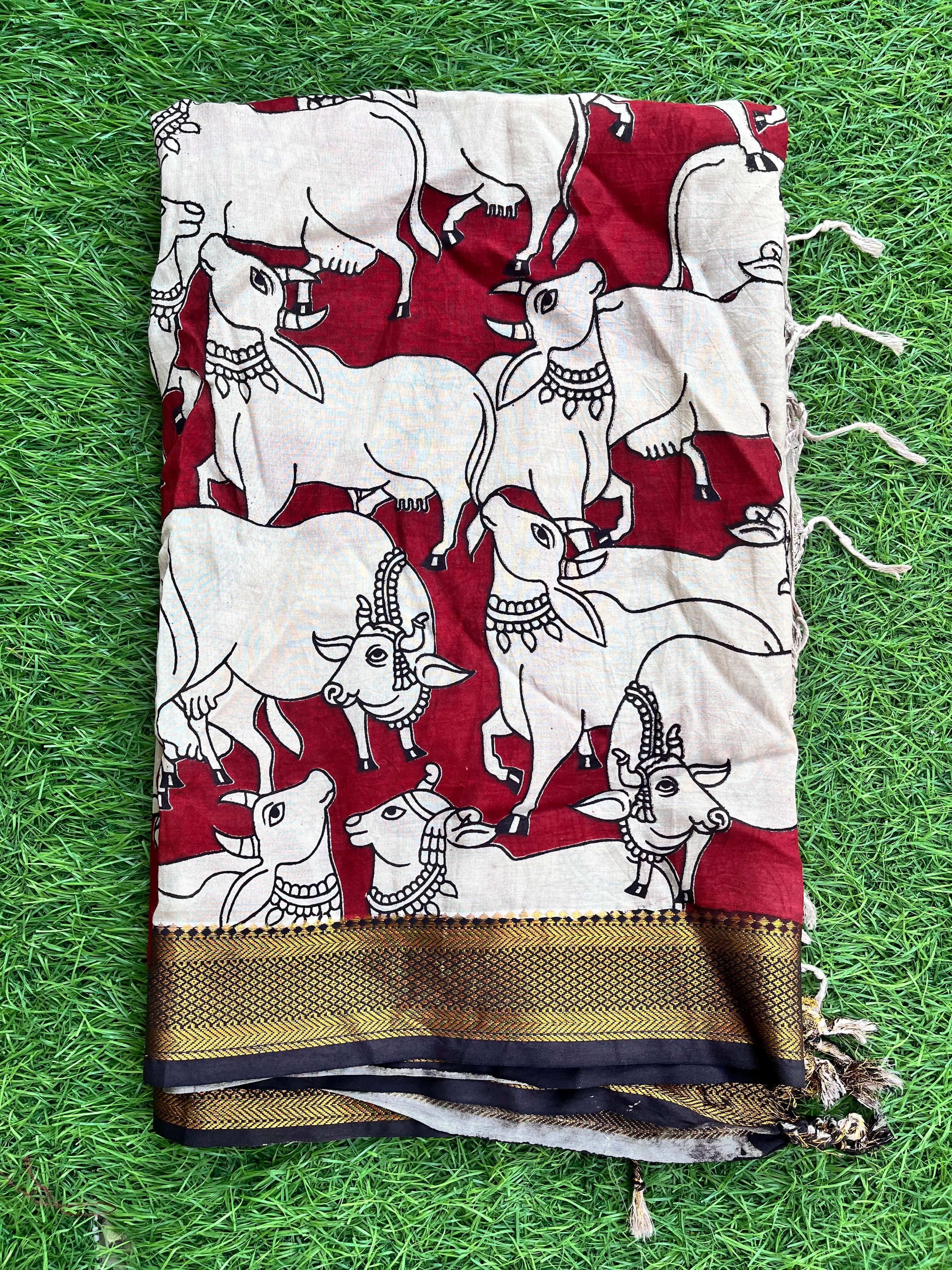 Nizam Border Kalamkari Dupatta- NBKHBD-N-M164