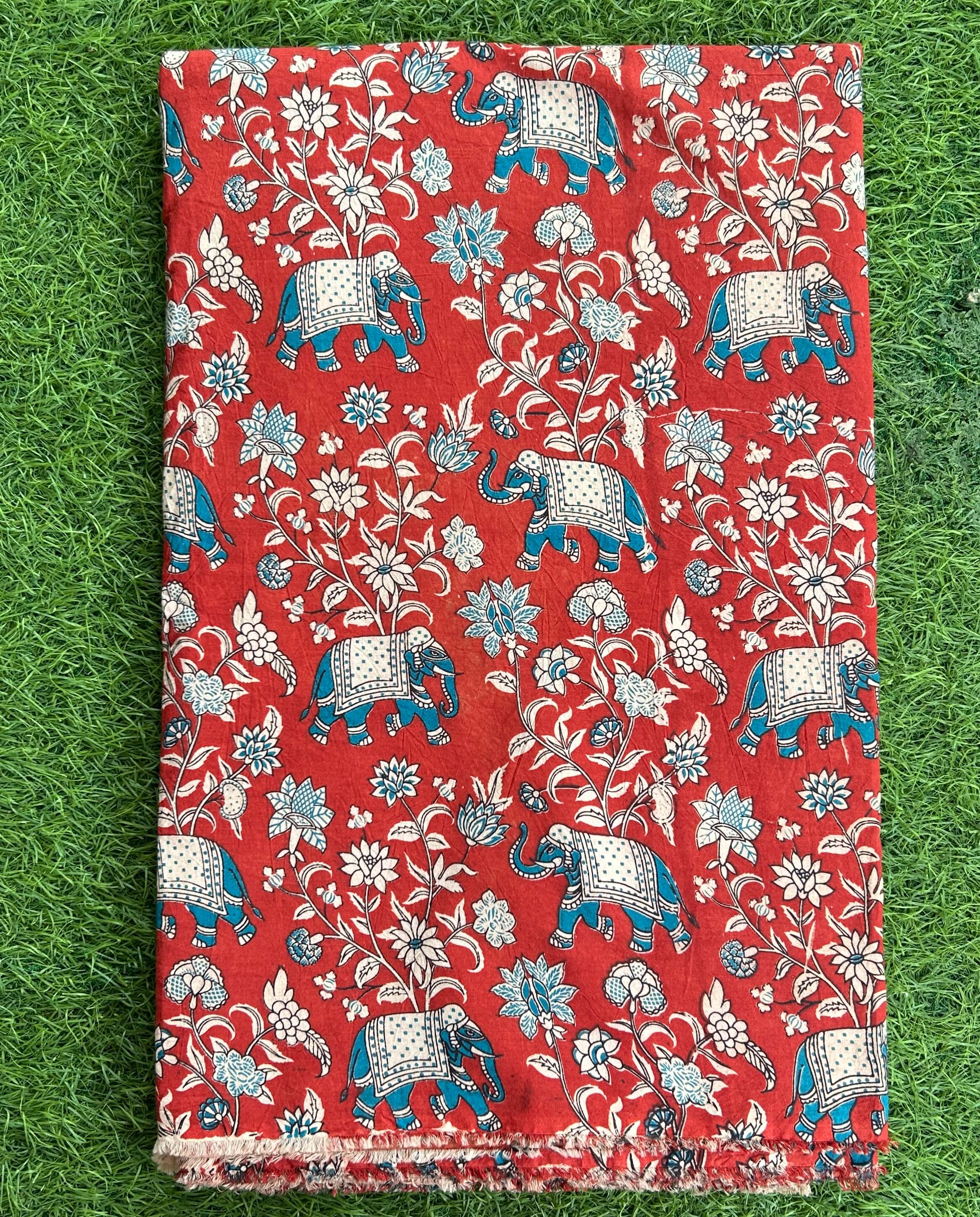 Kalamkari Screen Printed Cotton Fabric - M020