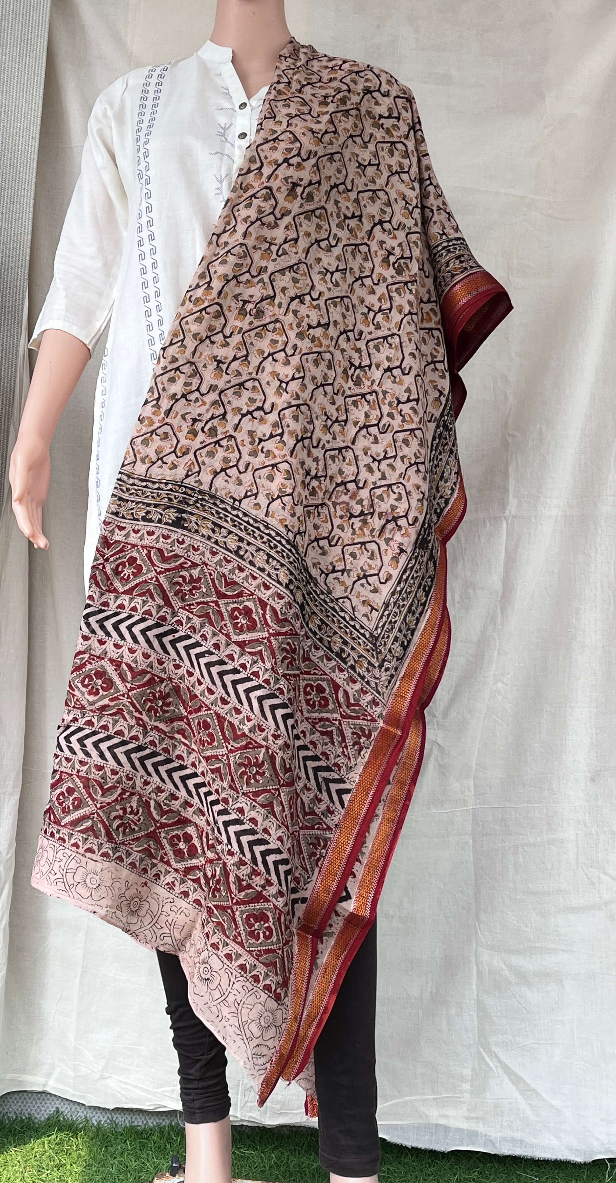 Kalamkari Dupatta- KHBD-ZB-M060
