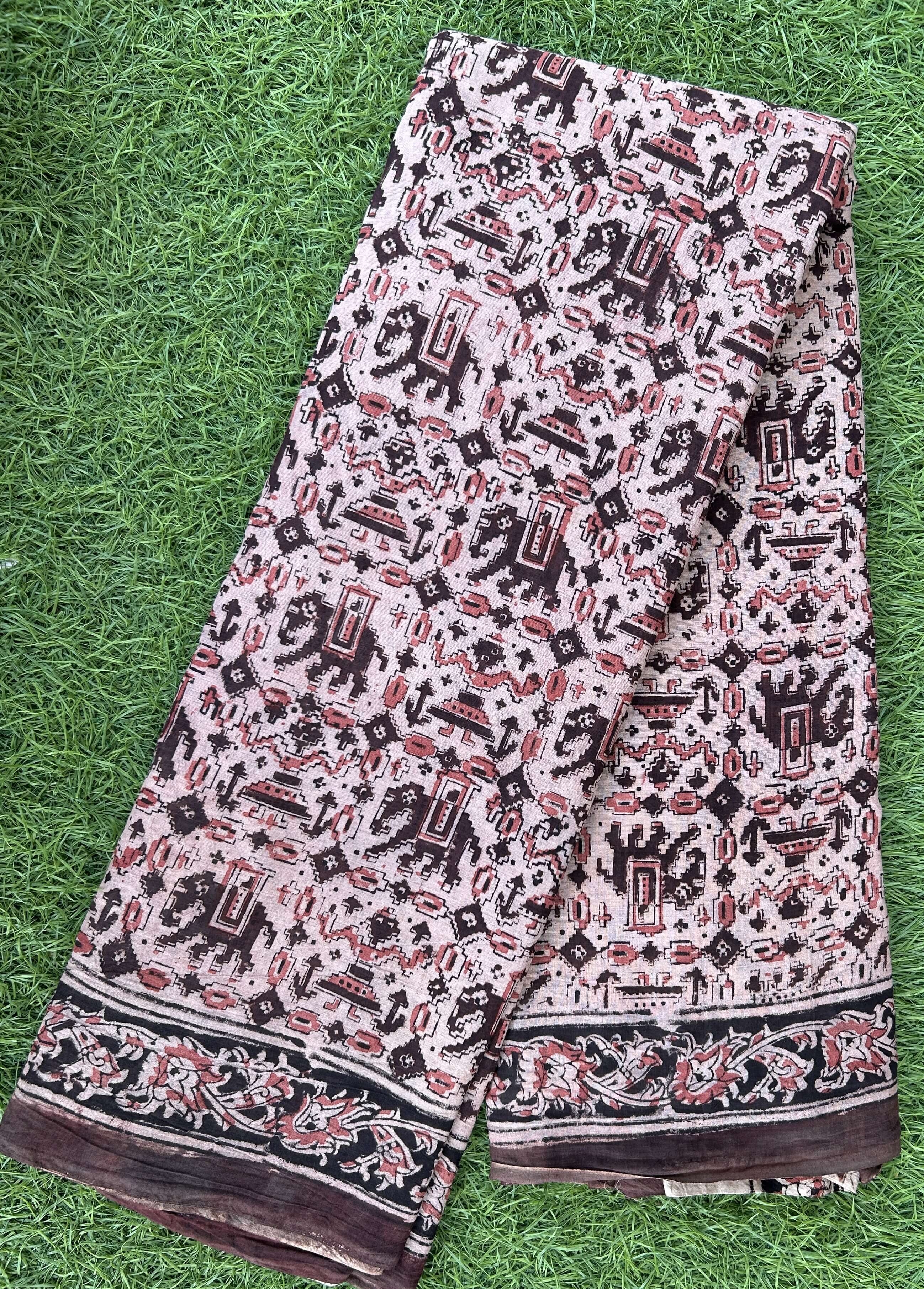 Hand Block Printed Kalamkari Saree KCH-M213