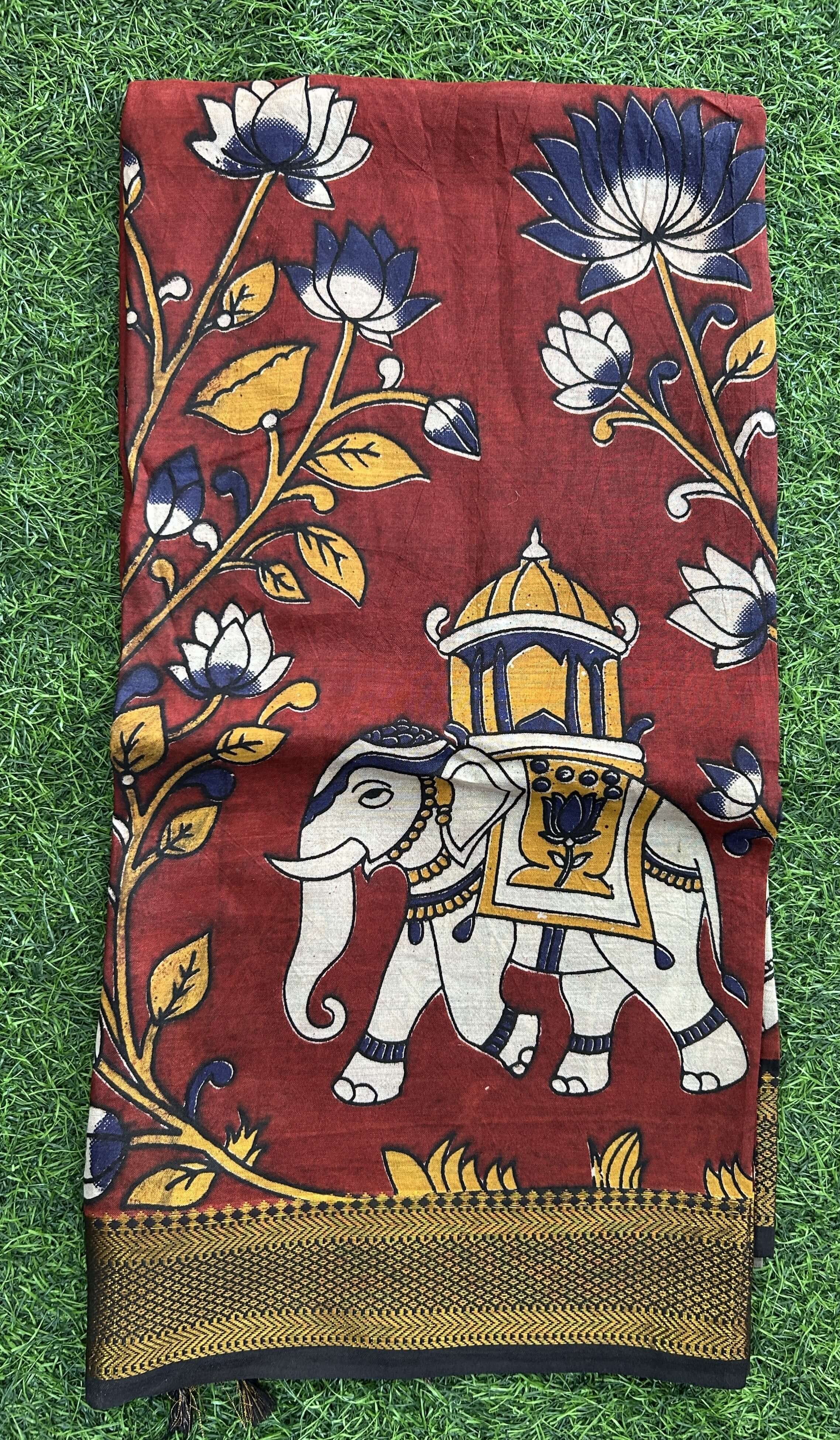 Nizam Border Kalamkari Dupatta- NBKHBD-N-M167