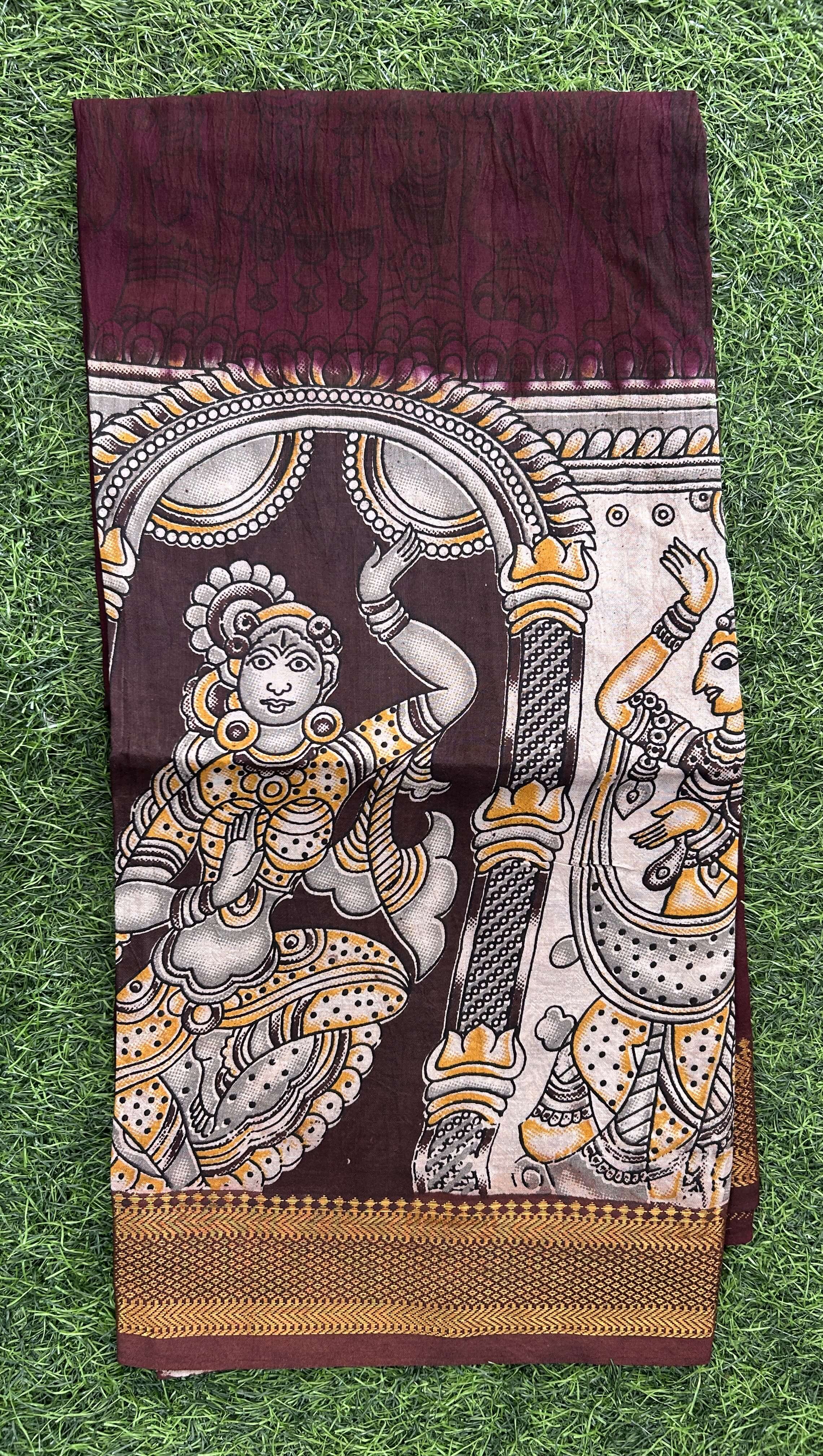 Nizam Border Kalamkari Dupatta- NBKHBD-N-M169