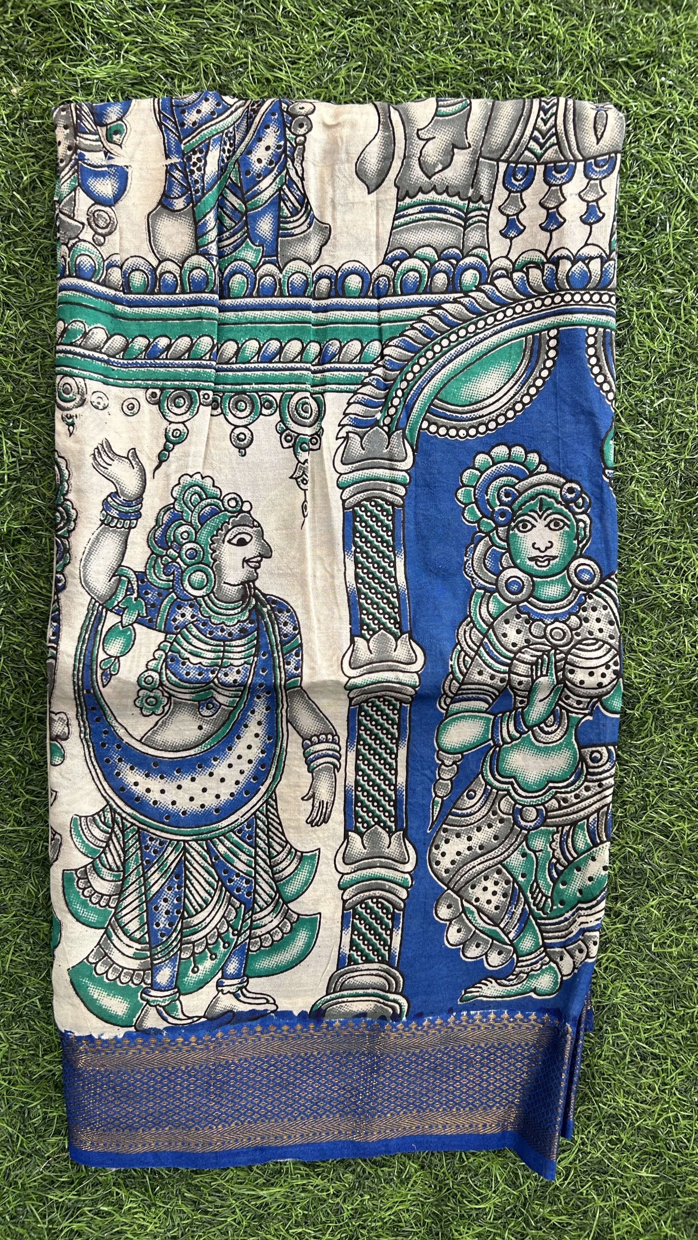 Nizam Border Kalamkari Dupatta- NBKHBD-N-M170