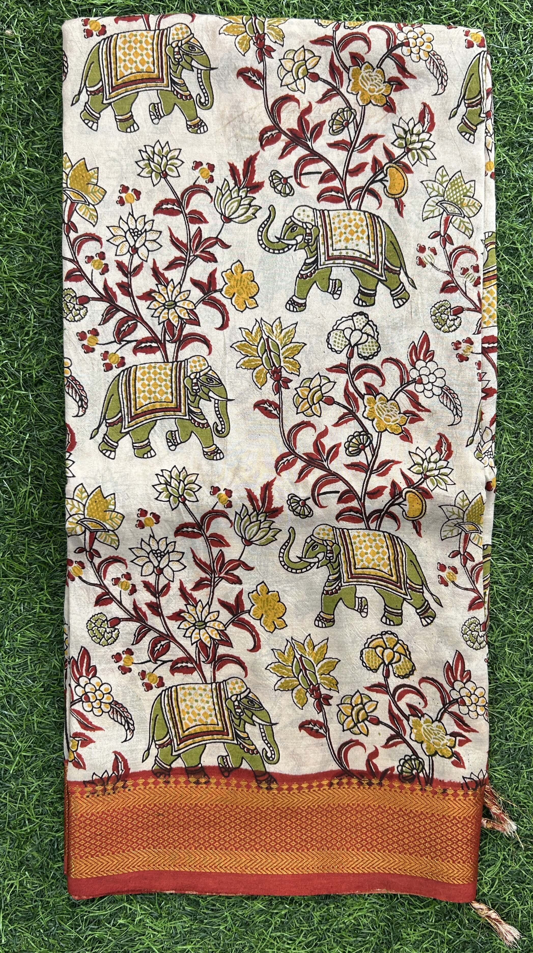 Nizam Border Kalamkari Dupatta- NBKHBD-N-M171