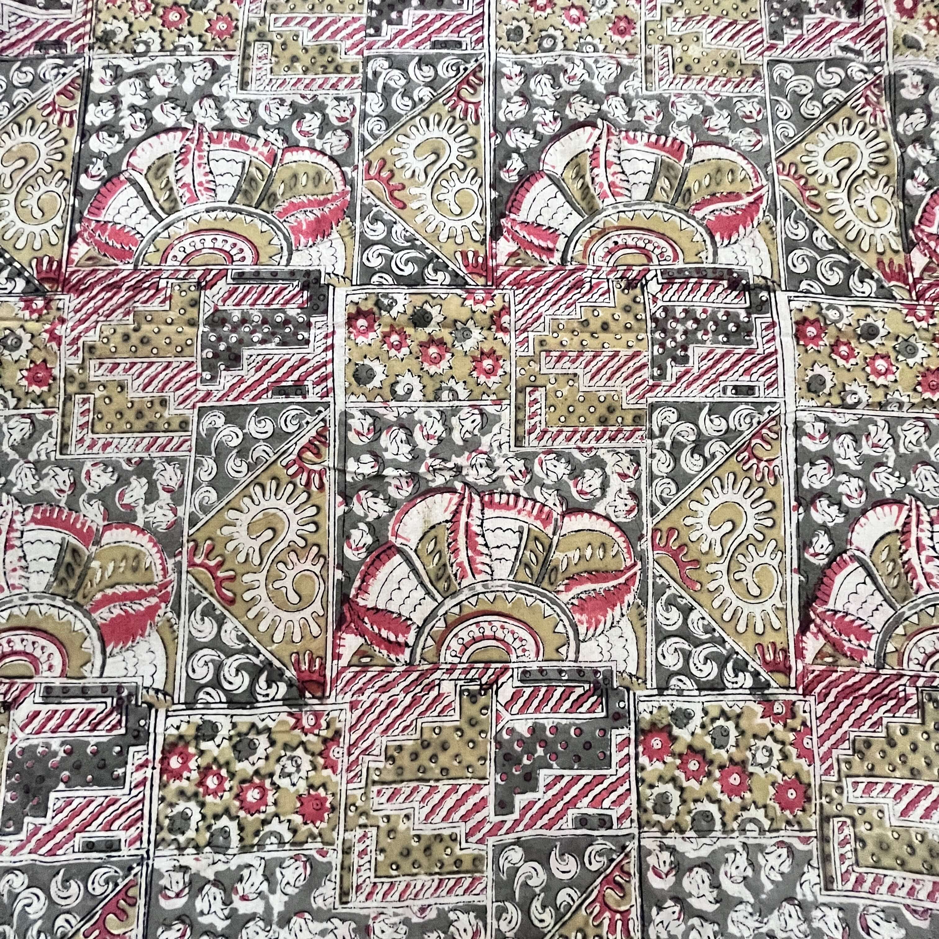 Kalamkari Block Printed Cotton Fabric - B023