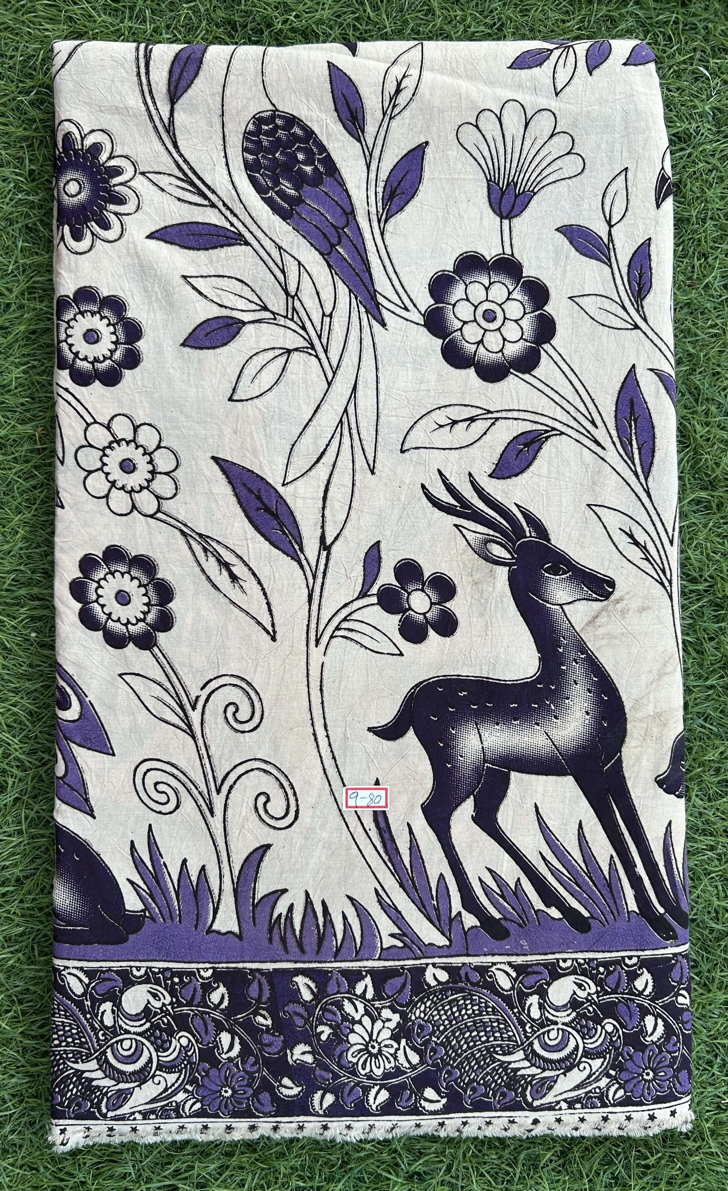 Kalamkari Screen Printed Cotton Fabric - M033