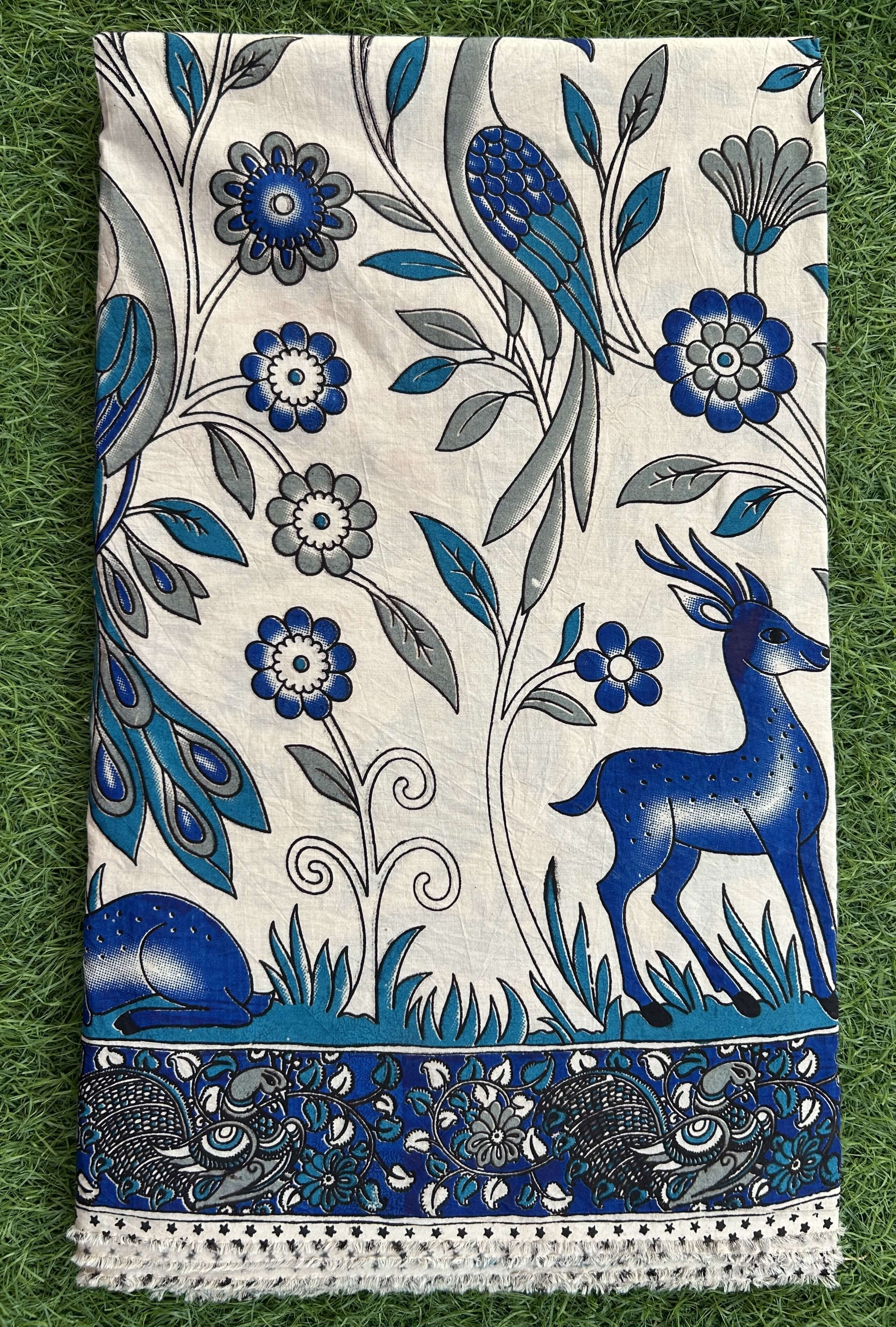 Kalamkari Screen Printed Cotton Fabric - M034