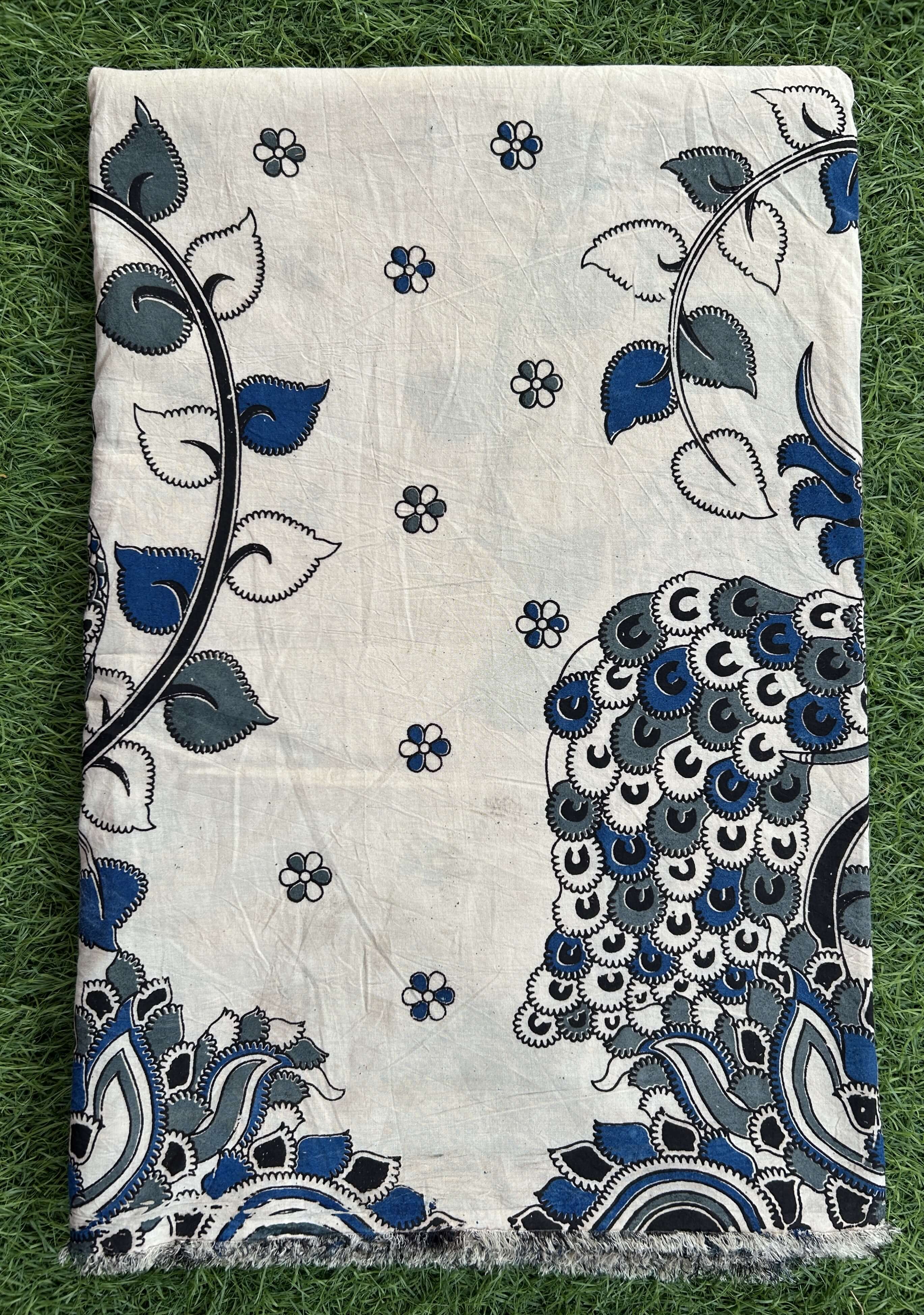 Kalamkari Screen Printed Cotton Fabric - M040