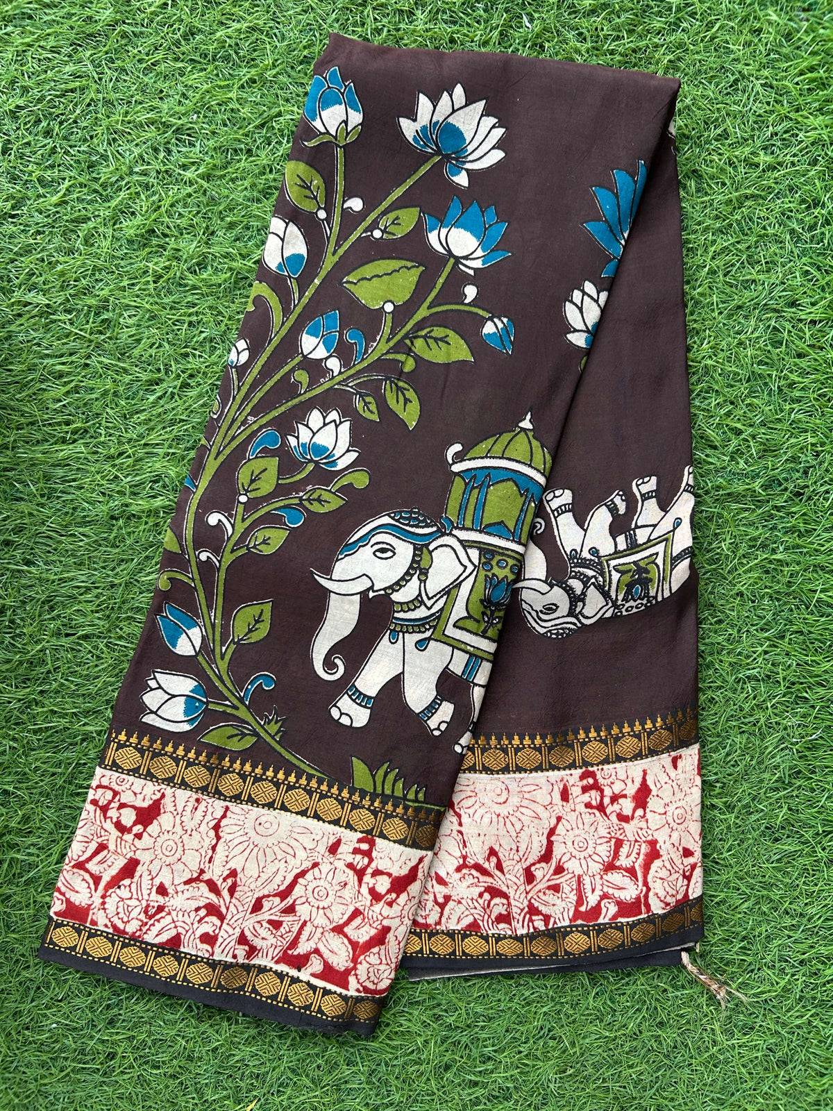 Kalamkari Chennuri Silk Double Border Saree-KDBS-M001