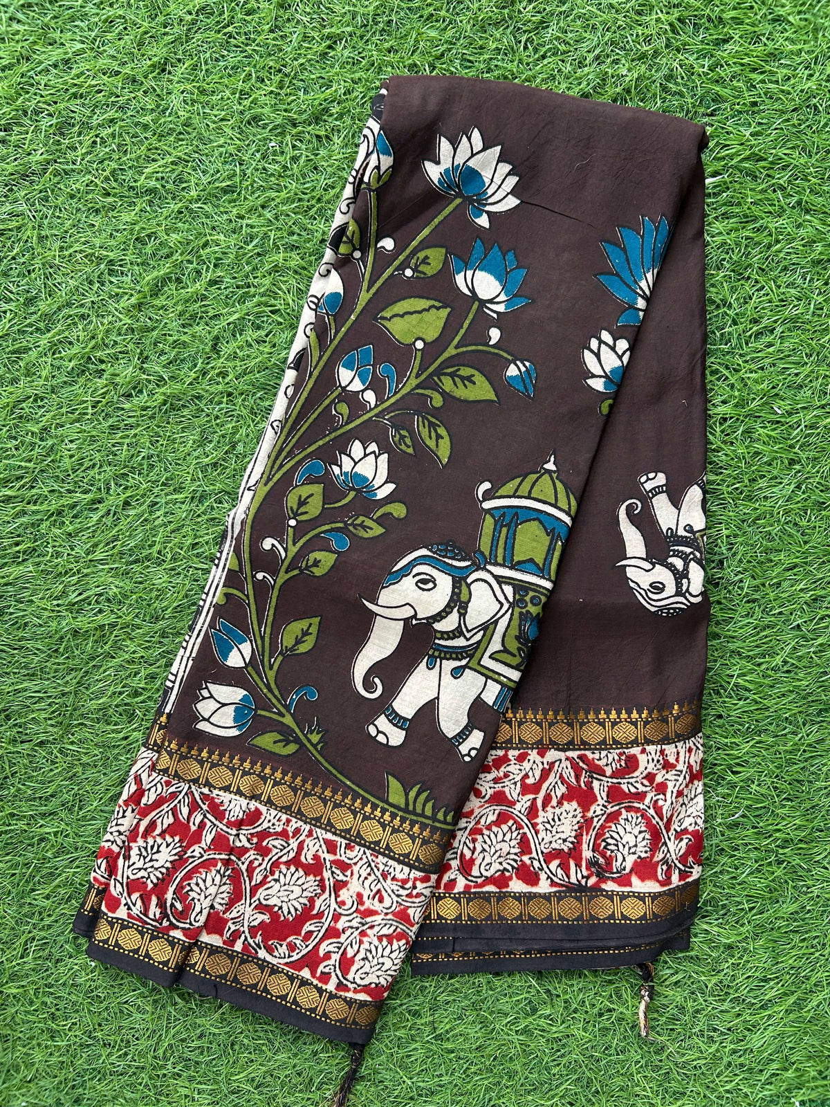 Kalamkari Chennuri Silk Double Border Saree-KDBS-M002