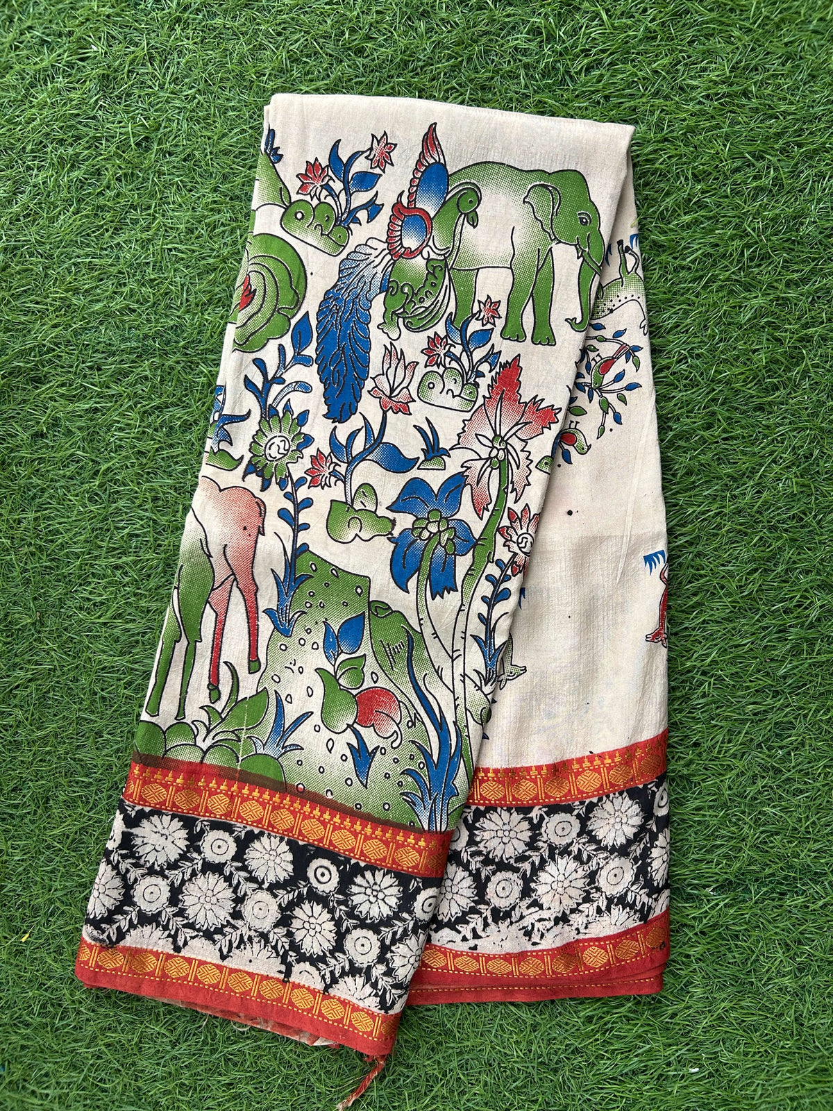 Kalamkari Chennuri Silk Double Border Saree-KDBS-M003