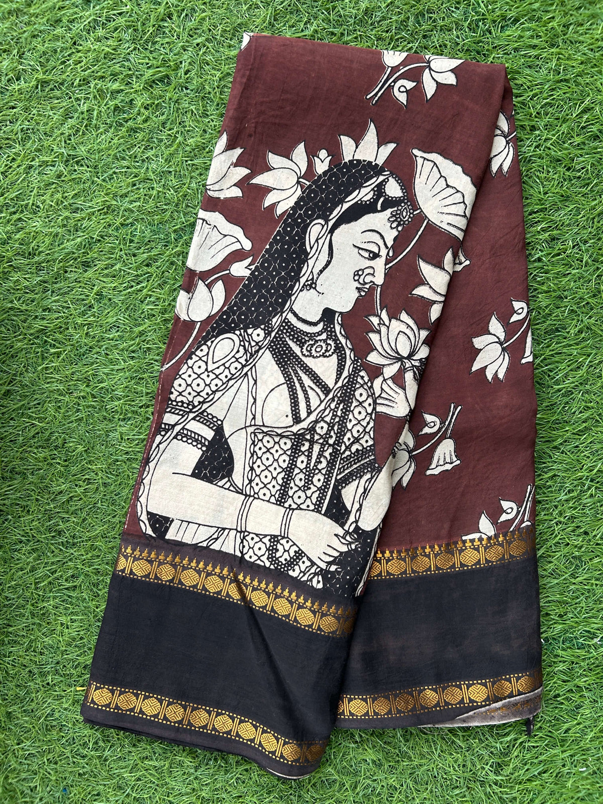 Kalamkari Chennuri Silk Double Border Saree-KDBS-M007