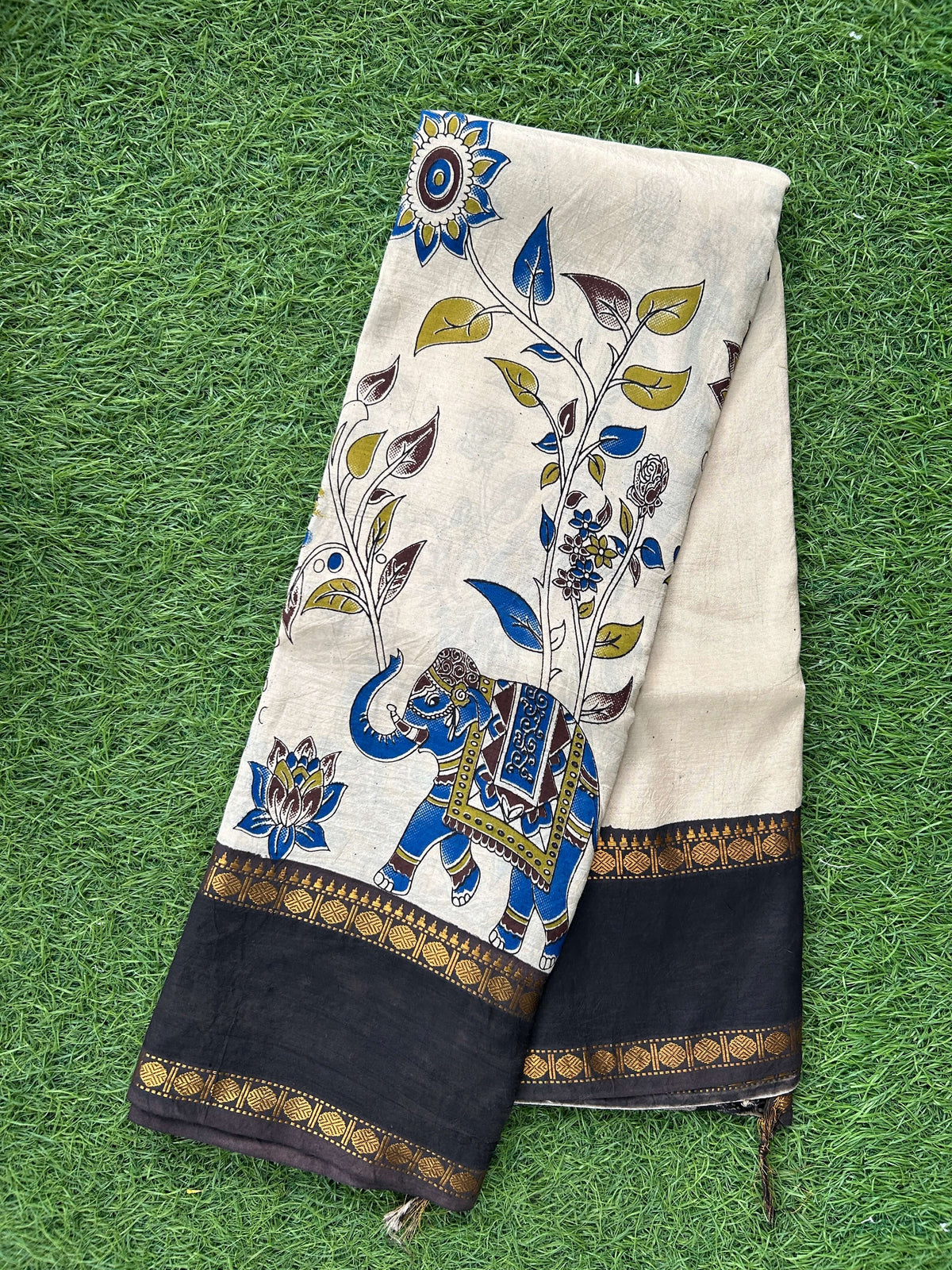 Kalamkari Chennuri Silk Double Border Saree-KDBS-M009