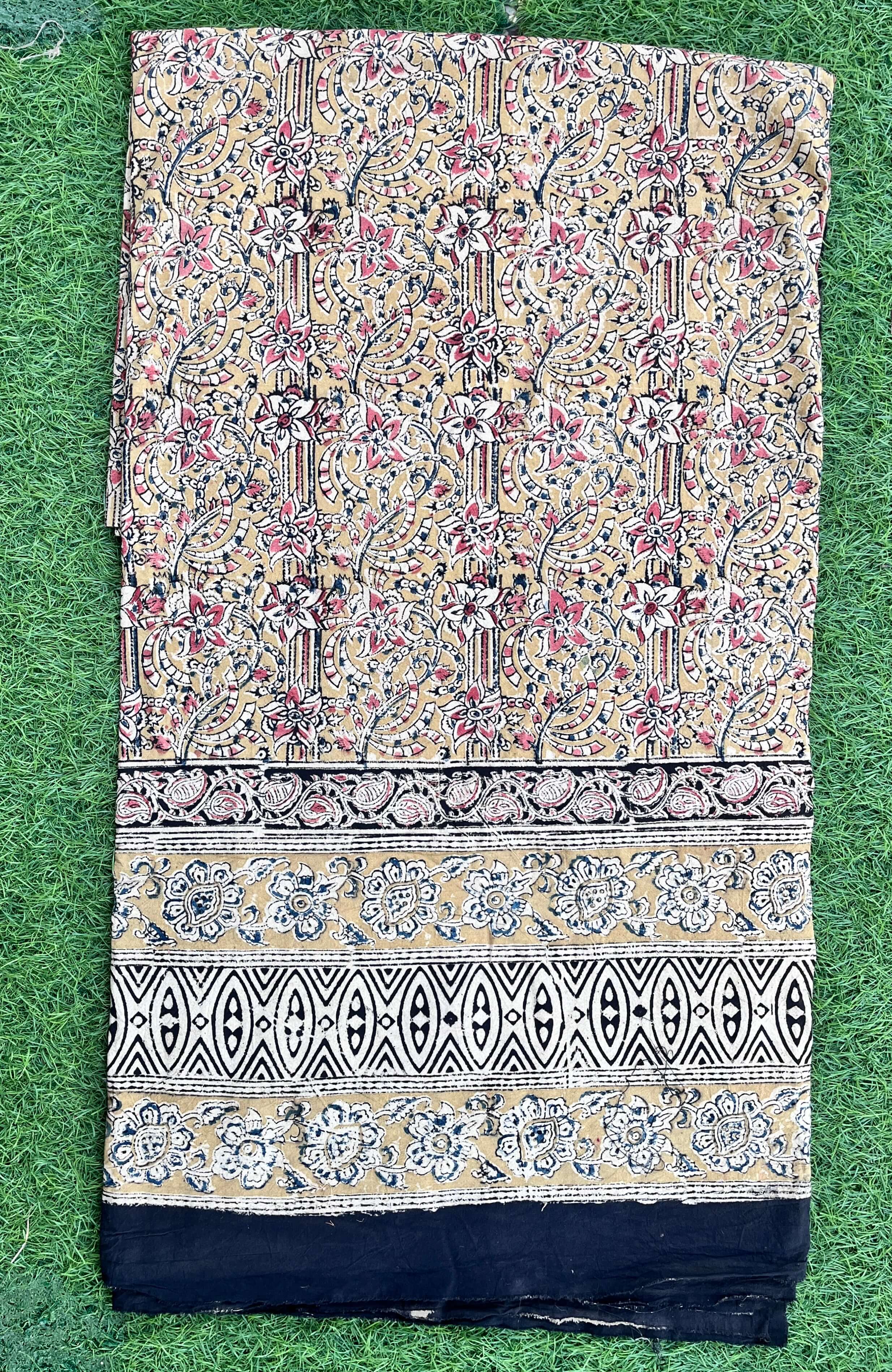 Kalamkari Block Printed Cotton Bed Cover with Pillow Covers - KBS013(90*108)