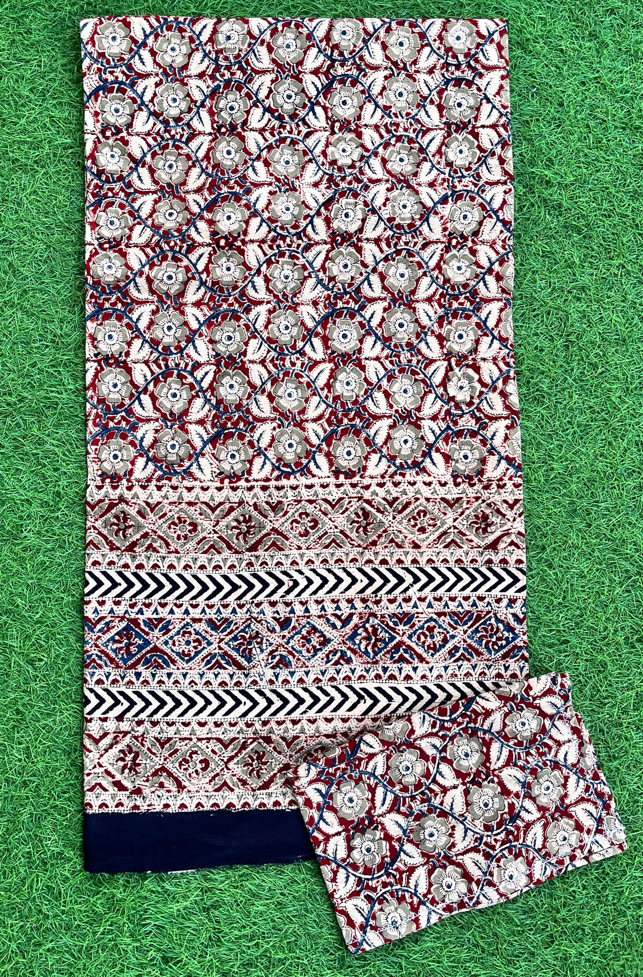 Kalamkari Block Printed Cotton Bed Cover with Pillow Covers - KBS025(90*108)