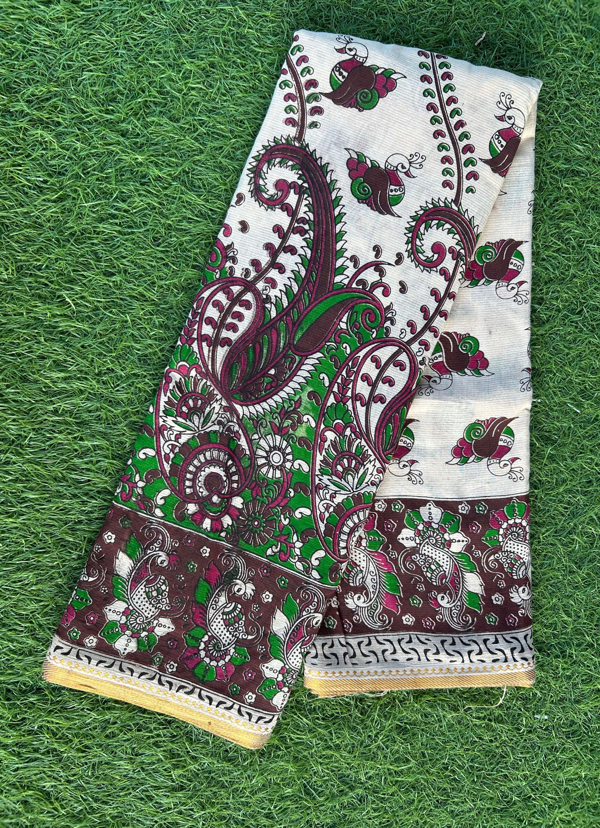 Kalamkari Cotton Zari Border Saree-KZB-BP-M011