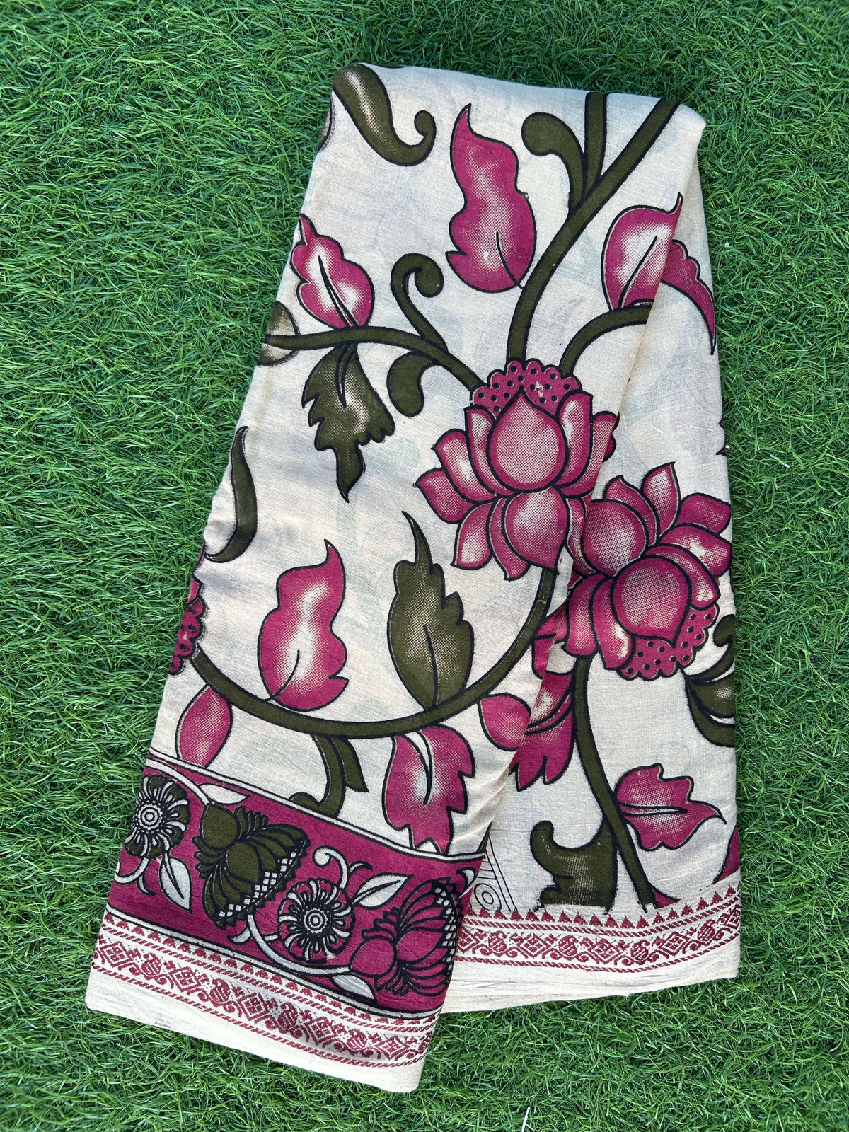 Kalamkari Cotton Zari Border Saree-KZB-BP-M012