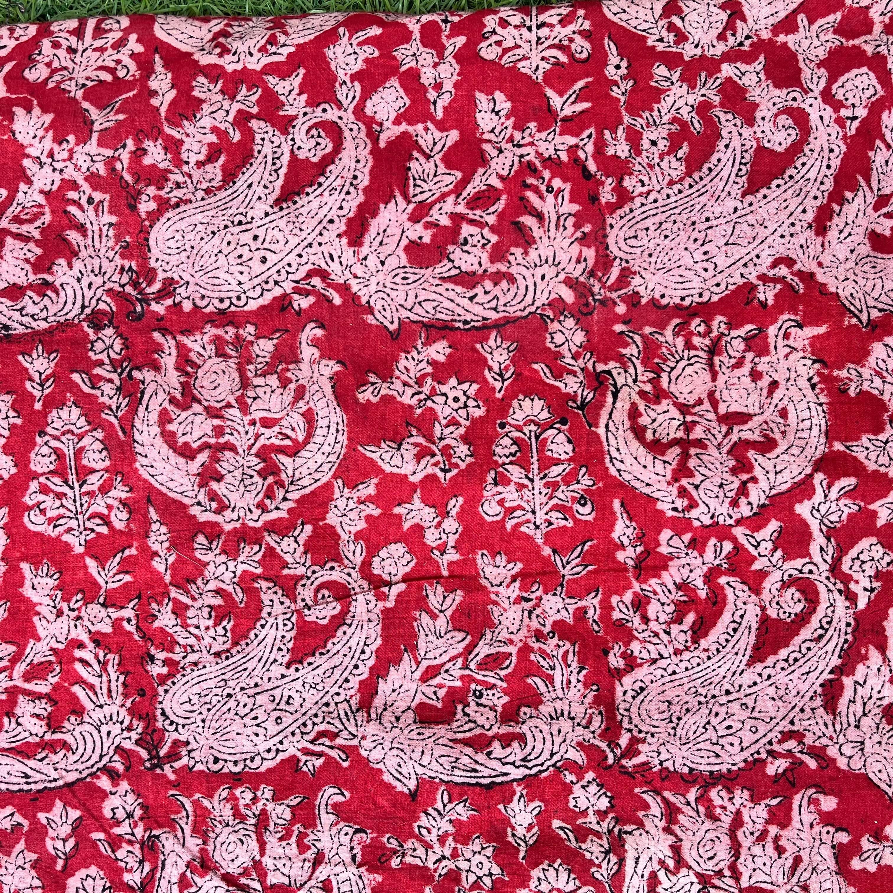 Kalamkari Block Printed Cotton Fabric - HBP-B059