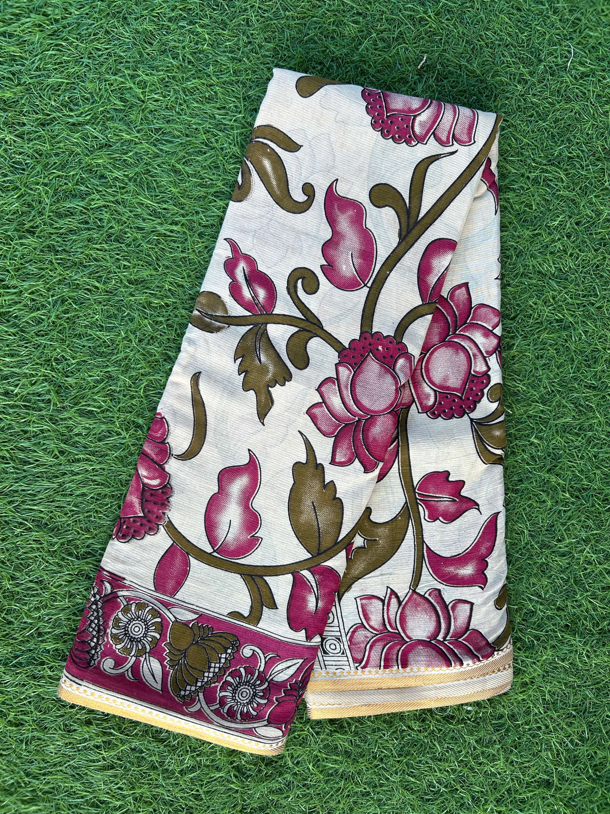 Kalamkari Cotton Zari Border Saree-KZB-BP-M013