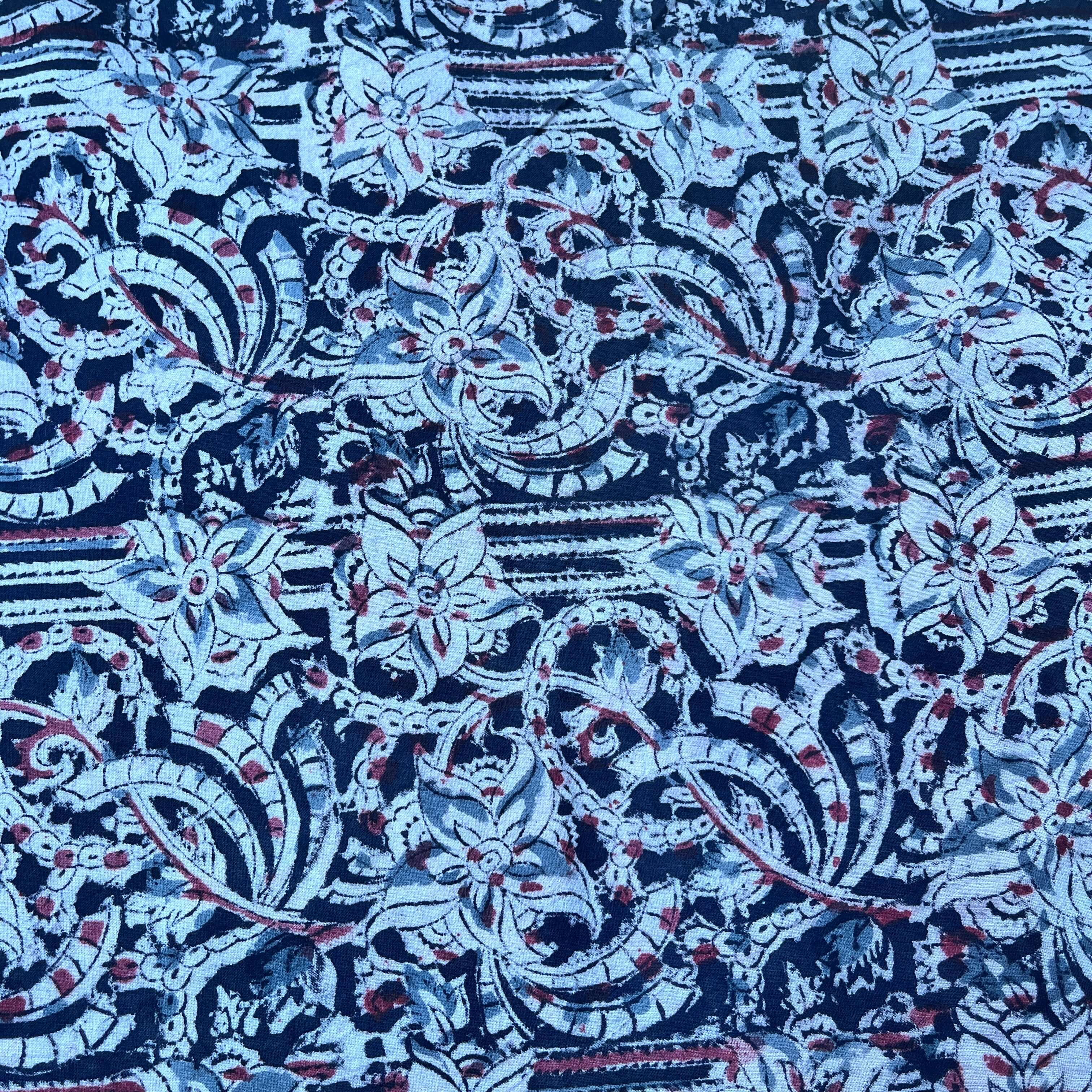 Kalamkari Block Printed Cotton Fabric - HBP-B062