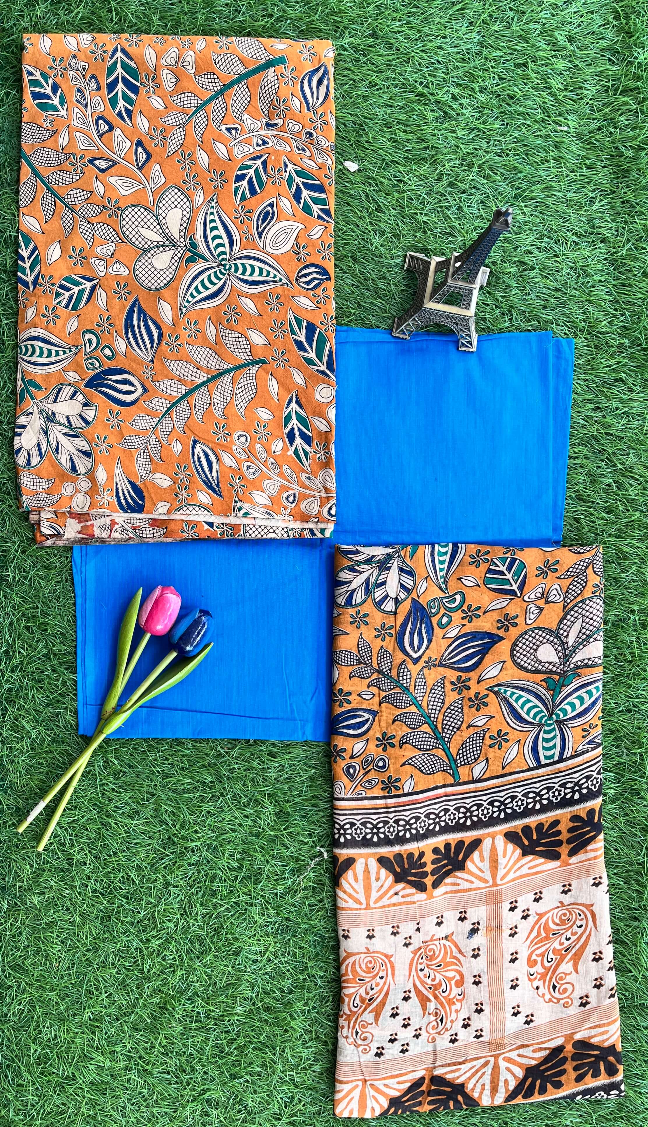 Kalamkari Cotton 3-Piece Dress Set – Top, Bottom & Dupatta- KSP-DSC-M025