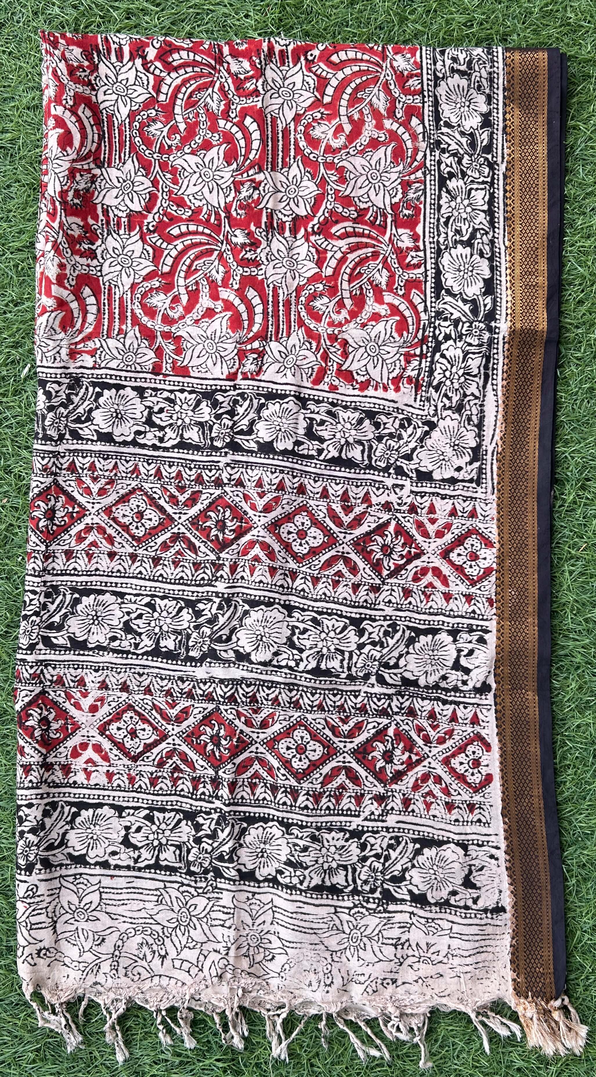 Nizam Border Kalamkari Dupatta- NBKHBD-N-M179