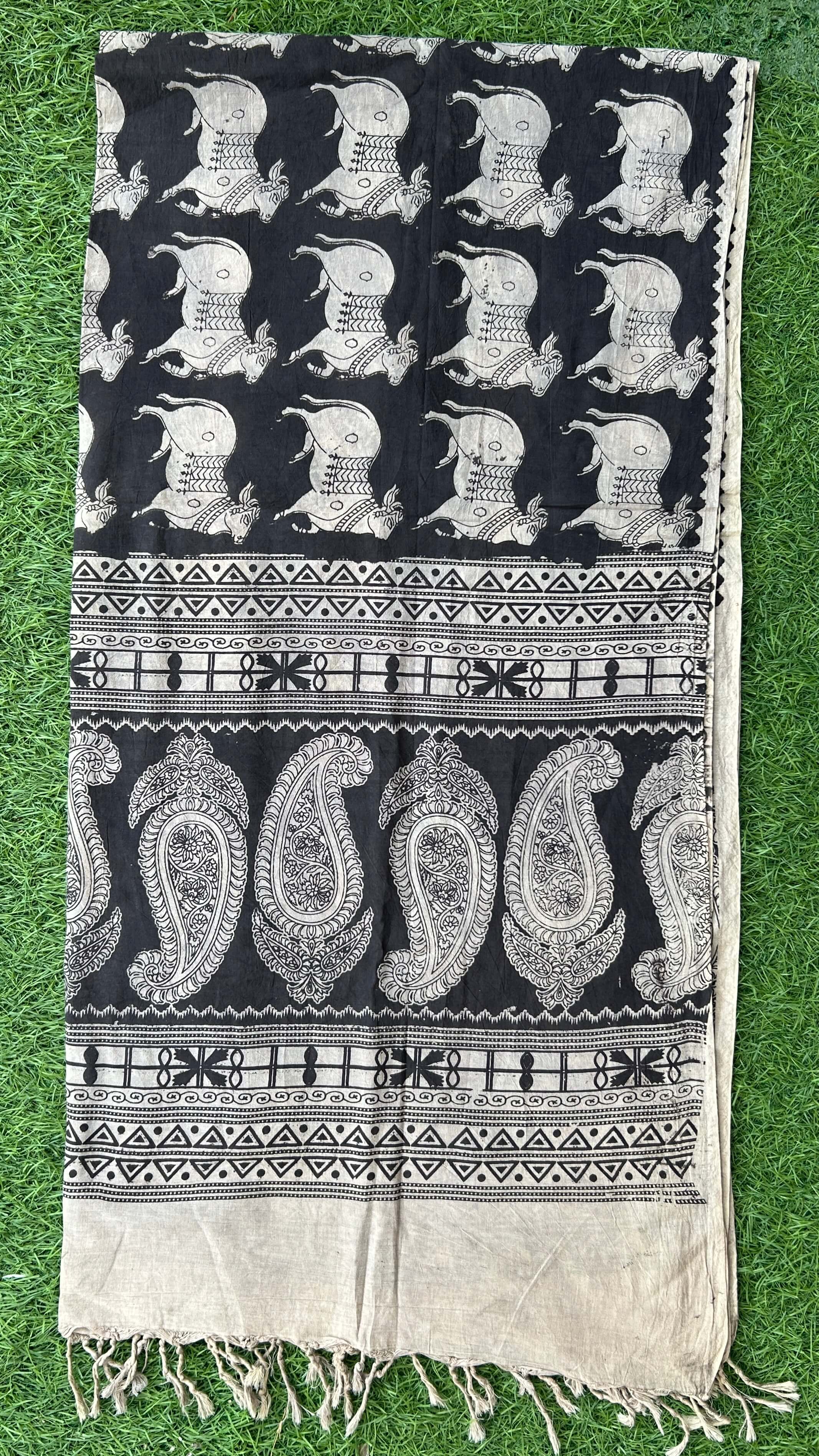 Kalamkari Cotton Screen Print Dupatta- KSPCD-M122